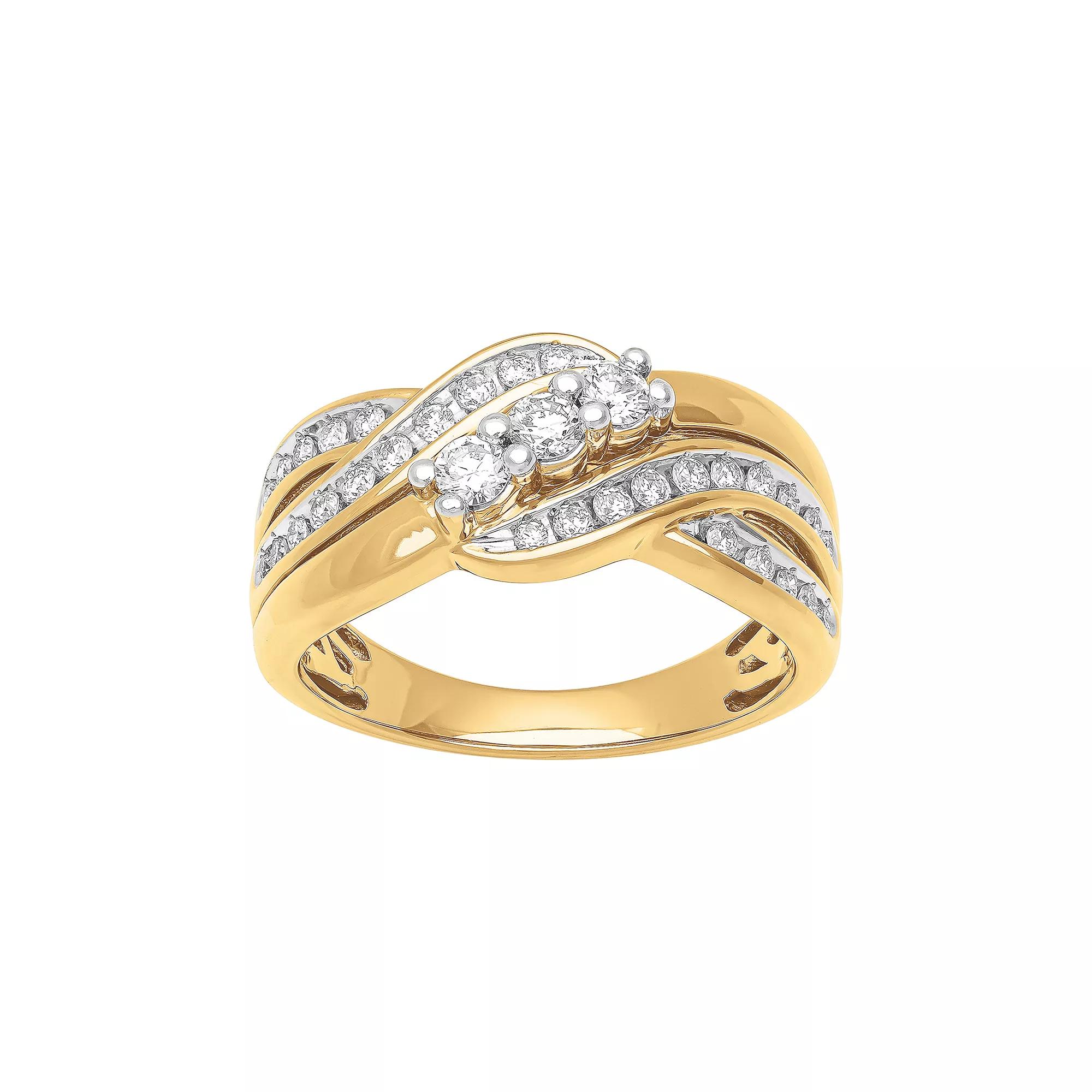 Love Always 18k Gold over Sterling Silver 1/2 Carat T.W. Lab-Grown Diamond Anniversary Band Ring, Women's, Size: 7, Gold Tone Product Image