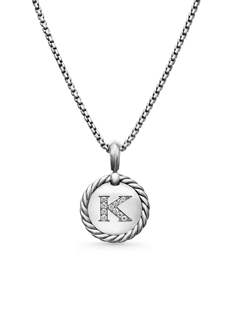 Womens Initial Charm Necklace in Sterling Silver Product Image