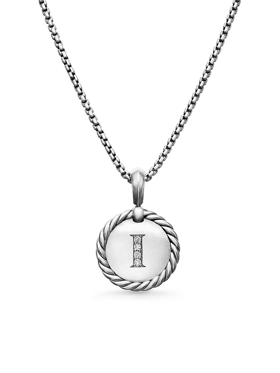 Womens Initial Charm Necklace in Sterling Silver Product Image