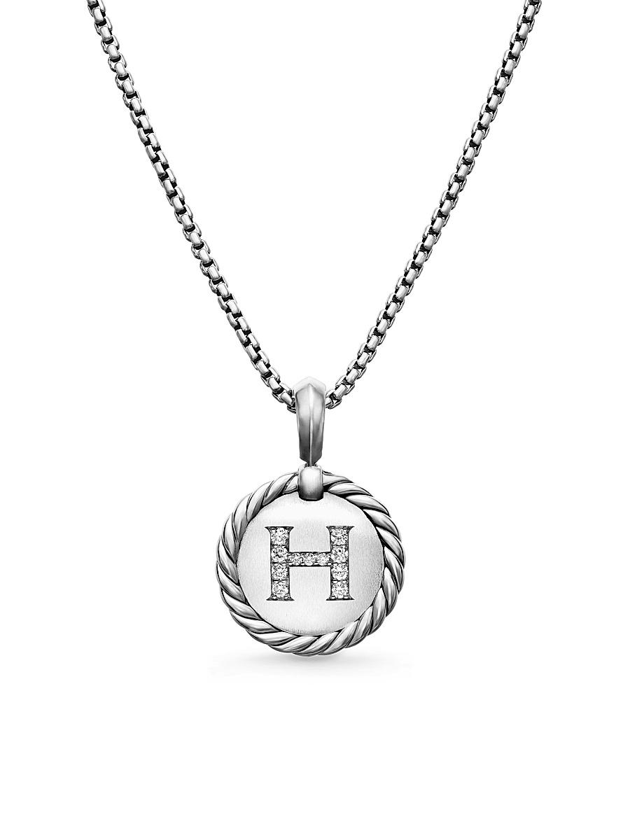 Womens Initial Charm Necklace in Sterling Silver Product Image