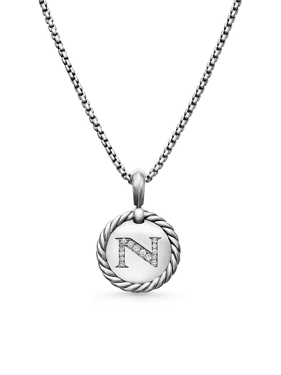 Womens Initial Charm Necklace in Sterling Silver Product Image