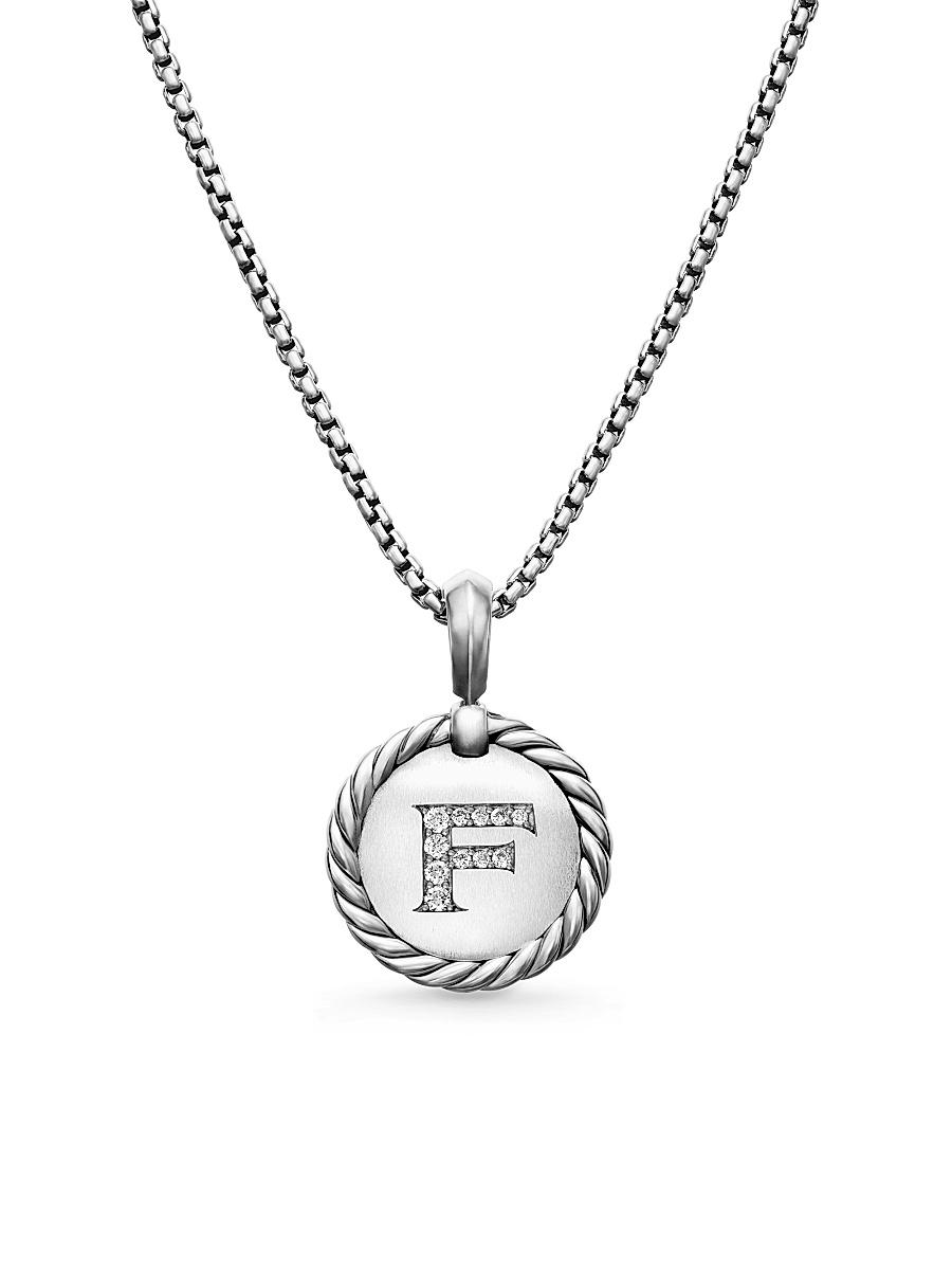 Womens Initial Charm Necklace in Sterling Silver Product Image