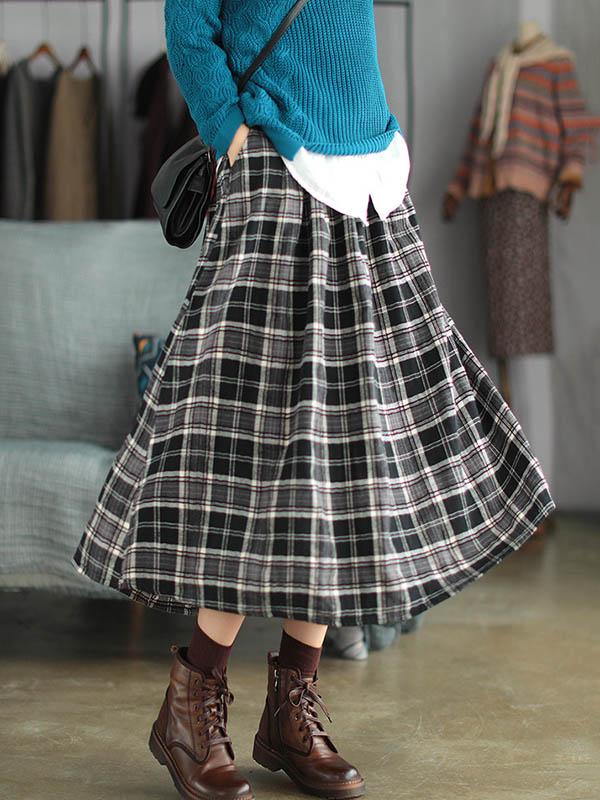 Artistic Retro Plaid A-Line Skirt Product Image
