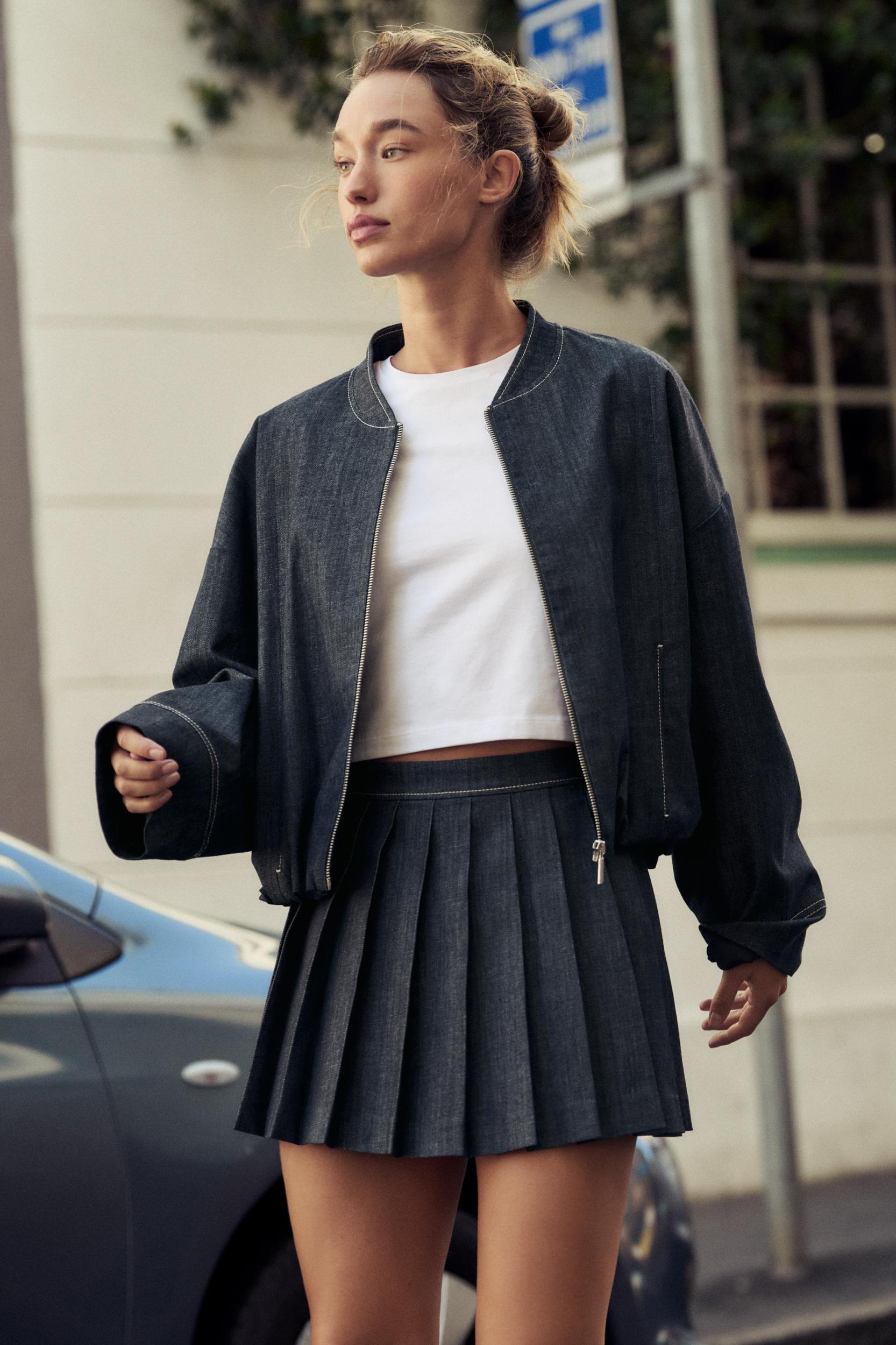 Z1975 PLEATED DENIM CULOTTE SKIRT Product Image