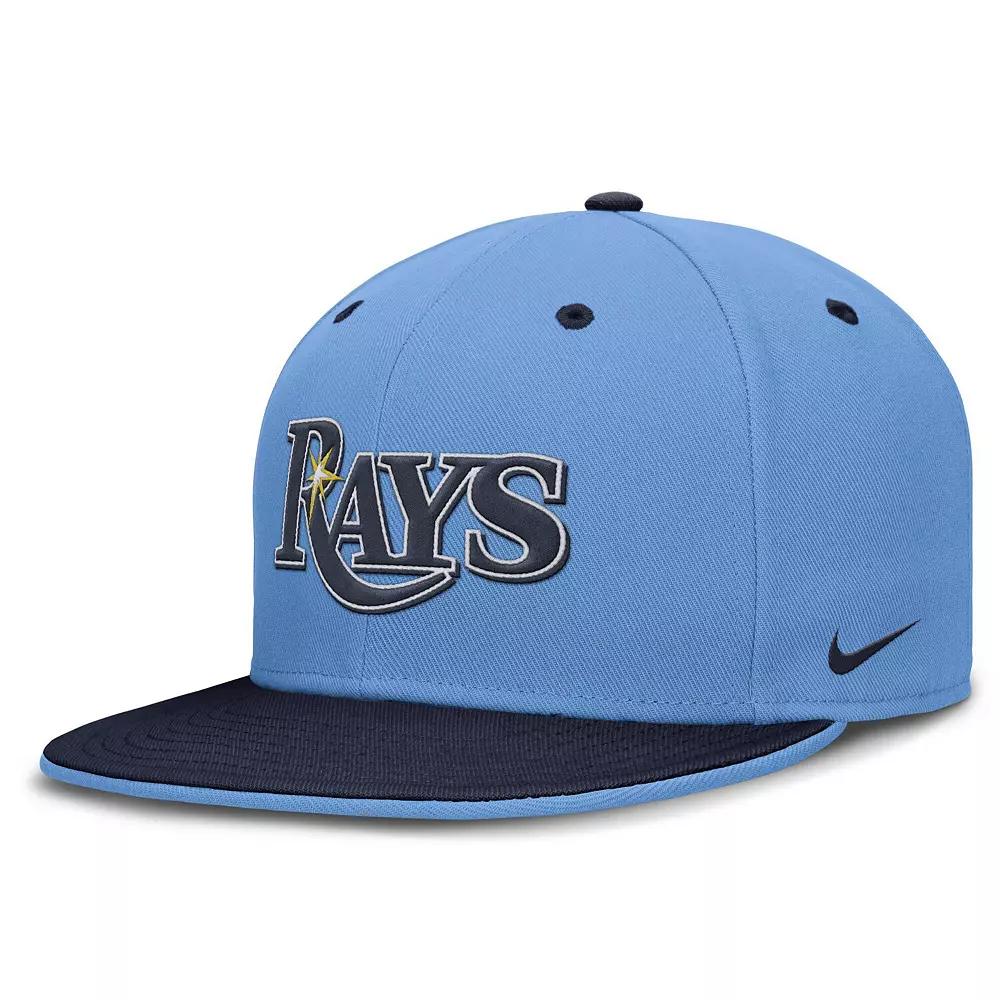 Men's Nike Light Blue/Navy Tampa Bay Rays True Primetime Two-Tone Performance Fitted Hat,  Product Image