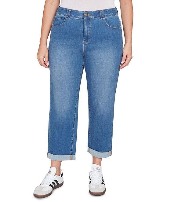 Ruby Rd. Plus Size Ultra-Soft Rolled Hem Girlfriend Jeans Product Image