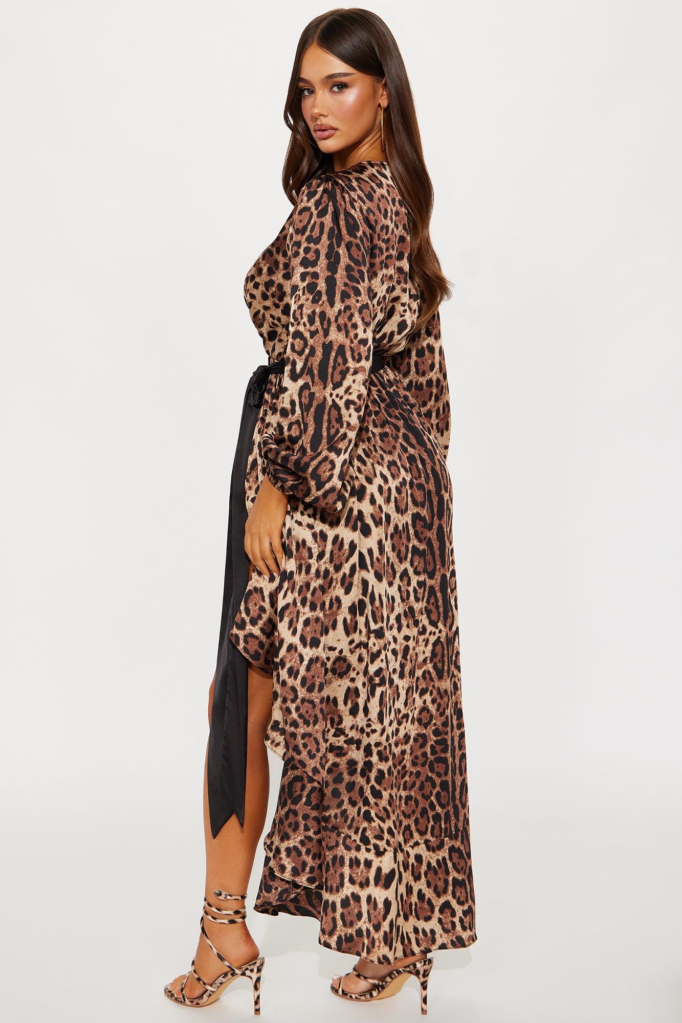 Vallia Leopard Satin Maxi Dress - Leopard Female Product Image