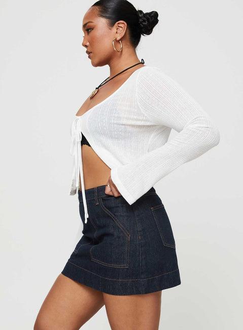 Hughes Mini Skirt Dark Wash Denim Petite Product Image