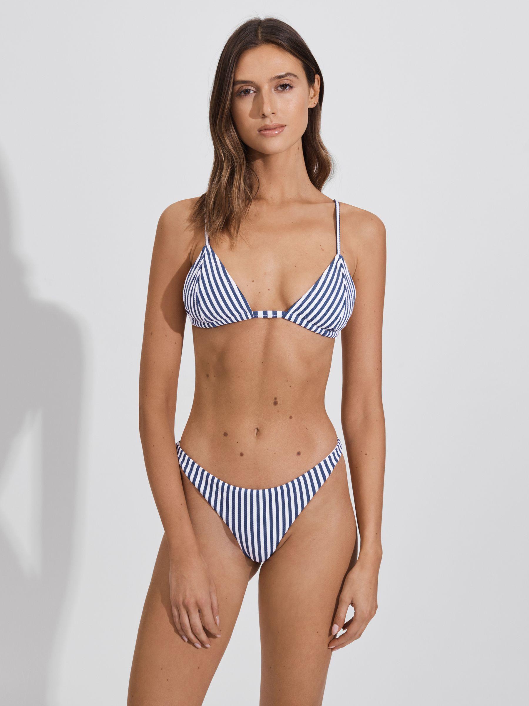 Fella Swim Julian Triangle Bikini Top in Blue Stripe Product Image