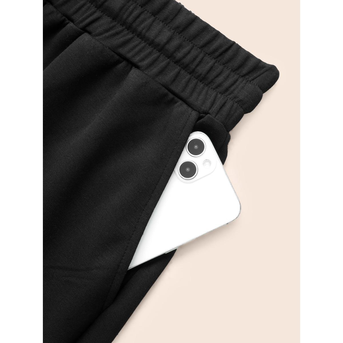 Plus Size Supersoft Straight-Leg Pants Women Black Casual Straight Leg Mid Rise Everyday Pants BloomChic 26/4X Product Image