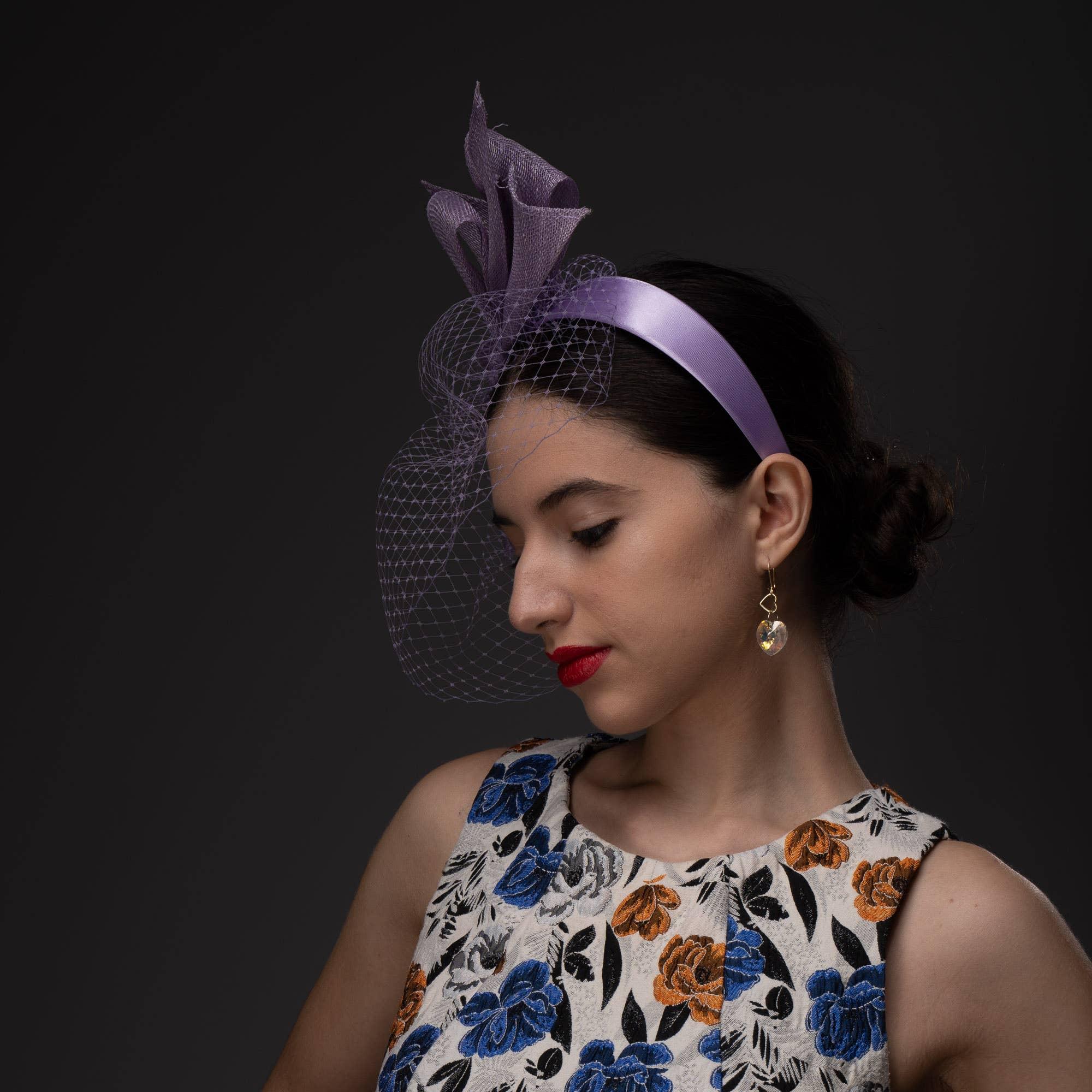 Large Sinamay Bow And French Veil Fascinator Product Image