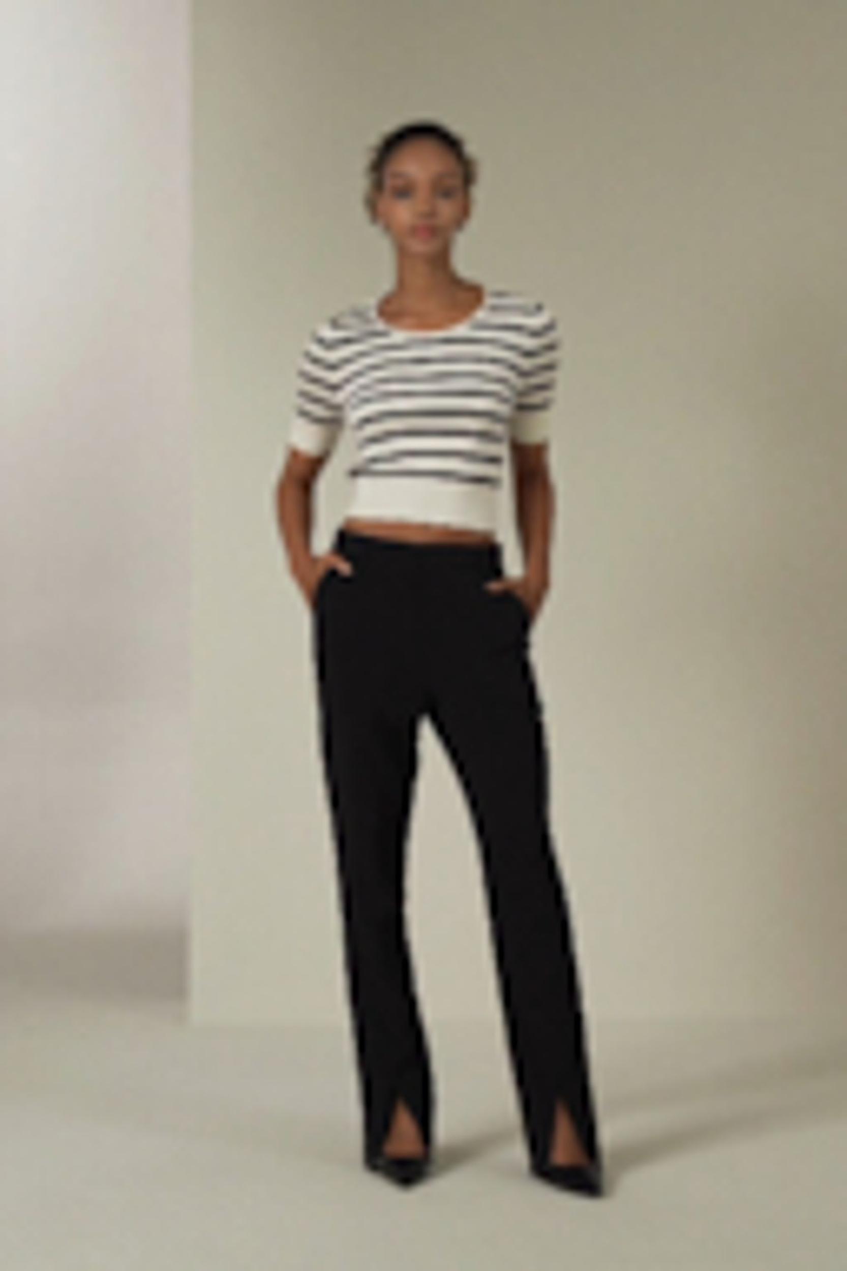 Silk Striped Cropped Knit Top Product Image