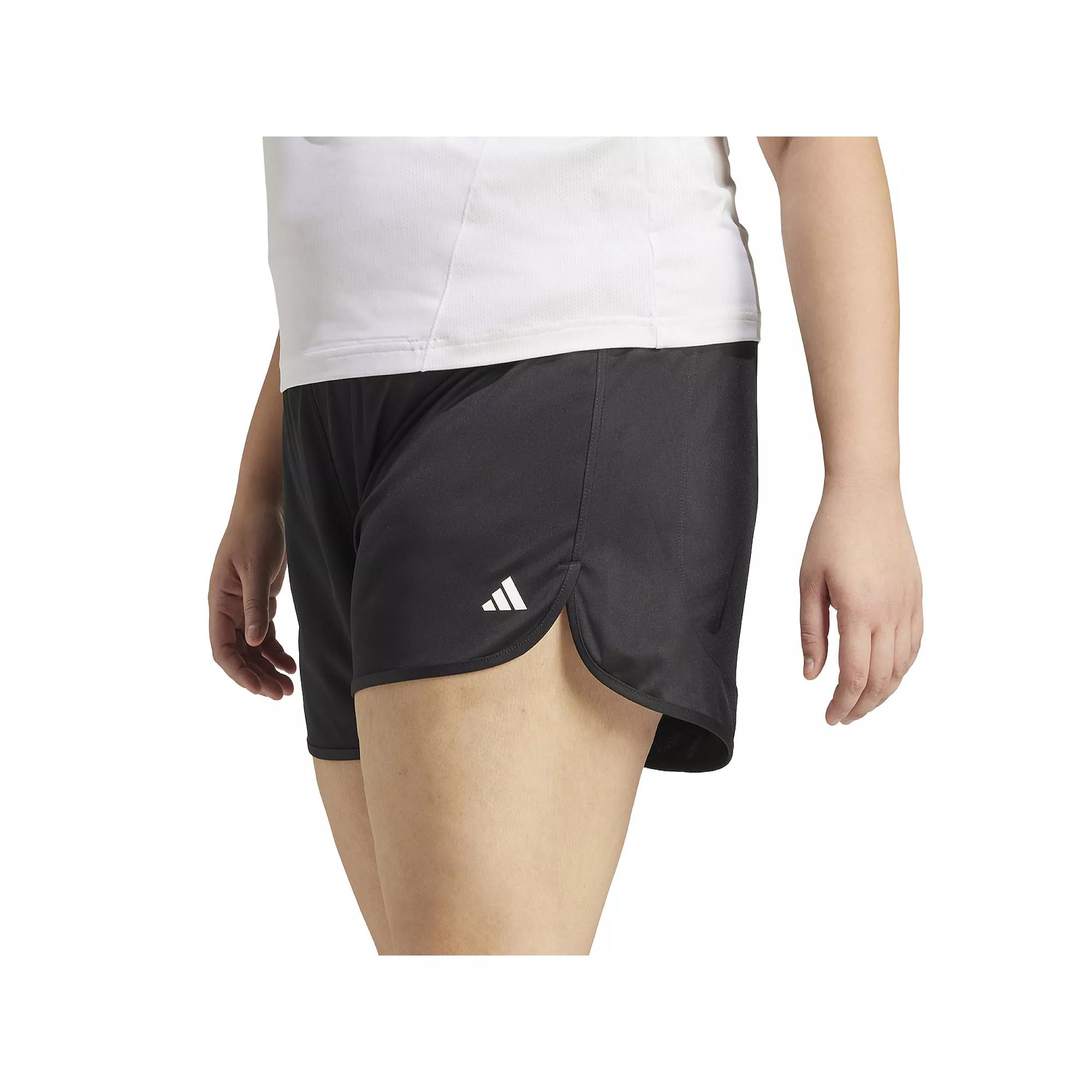 adidas Pacer Essentials Knit High-Rise Shorts (Plus Size) Black 2X Womens Product Image
