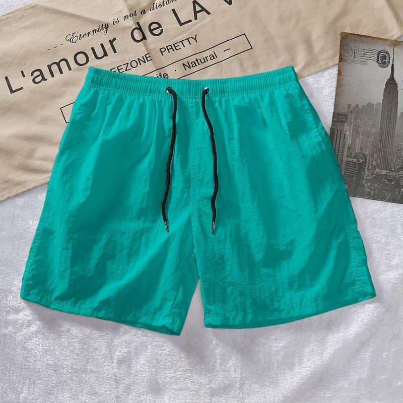 Drawstring Waist Plain Shorts Product Image