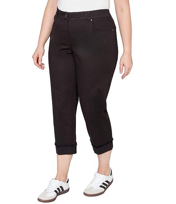 Ruby Rd. Plus Size Soft Stretch Twill Cuffed Hem Girlfriend Pants Product Image