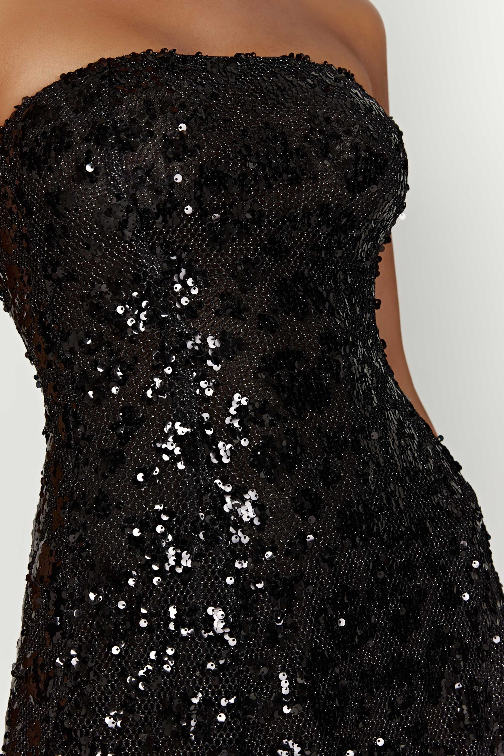 Everleigh Strapless Sequin Mini Dress - Black Product Image