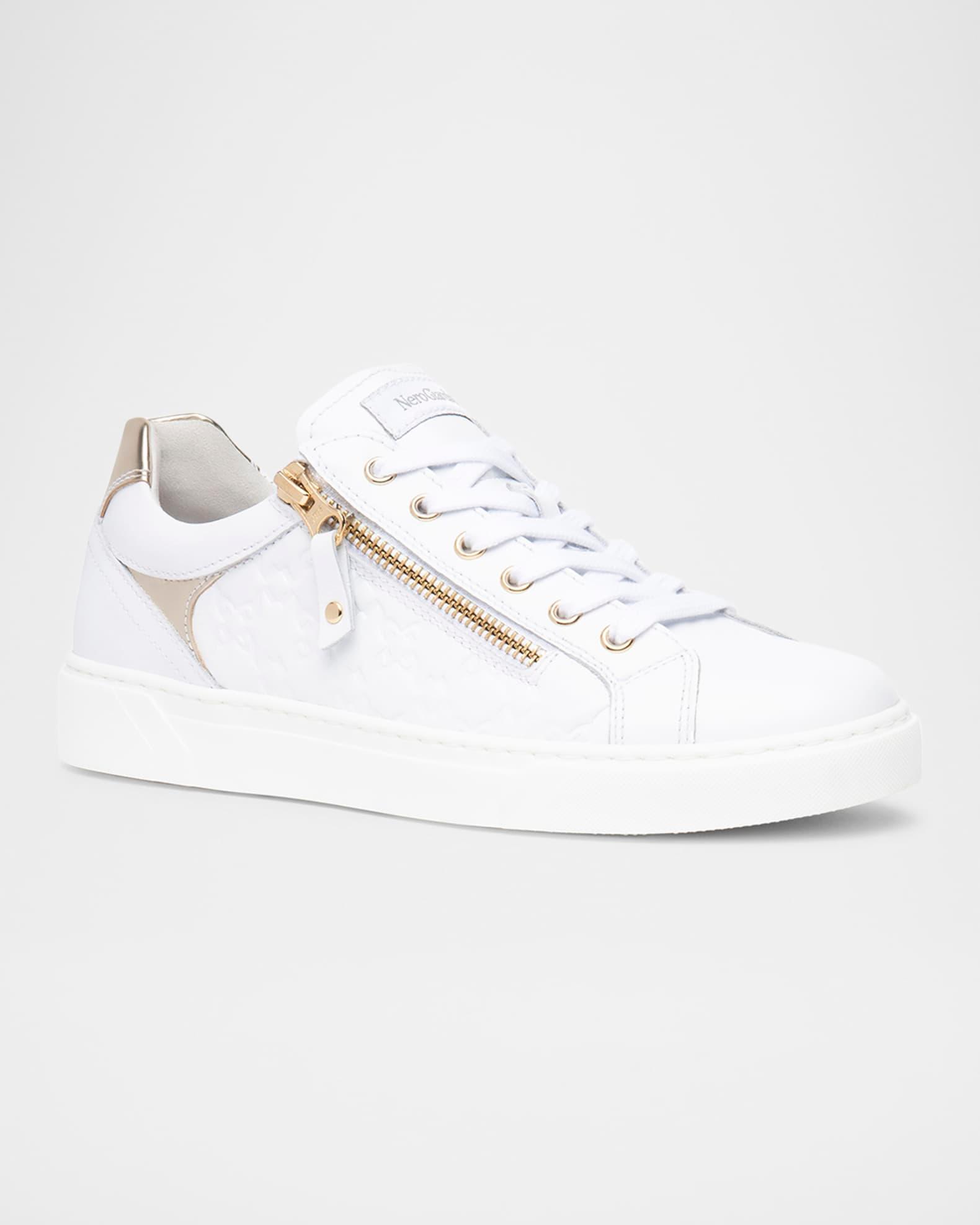 Leather Side Zip Low-Top Sneakers Product Image