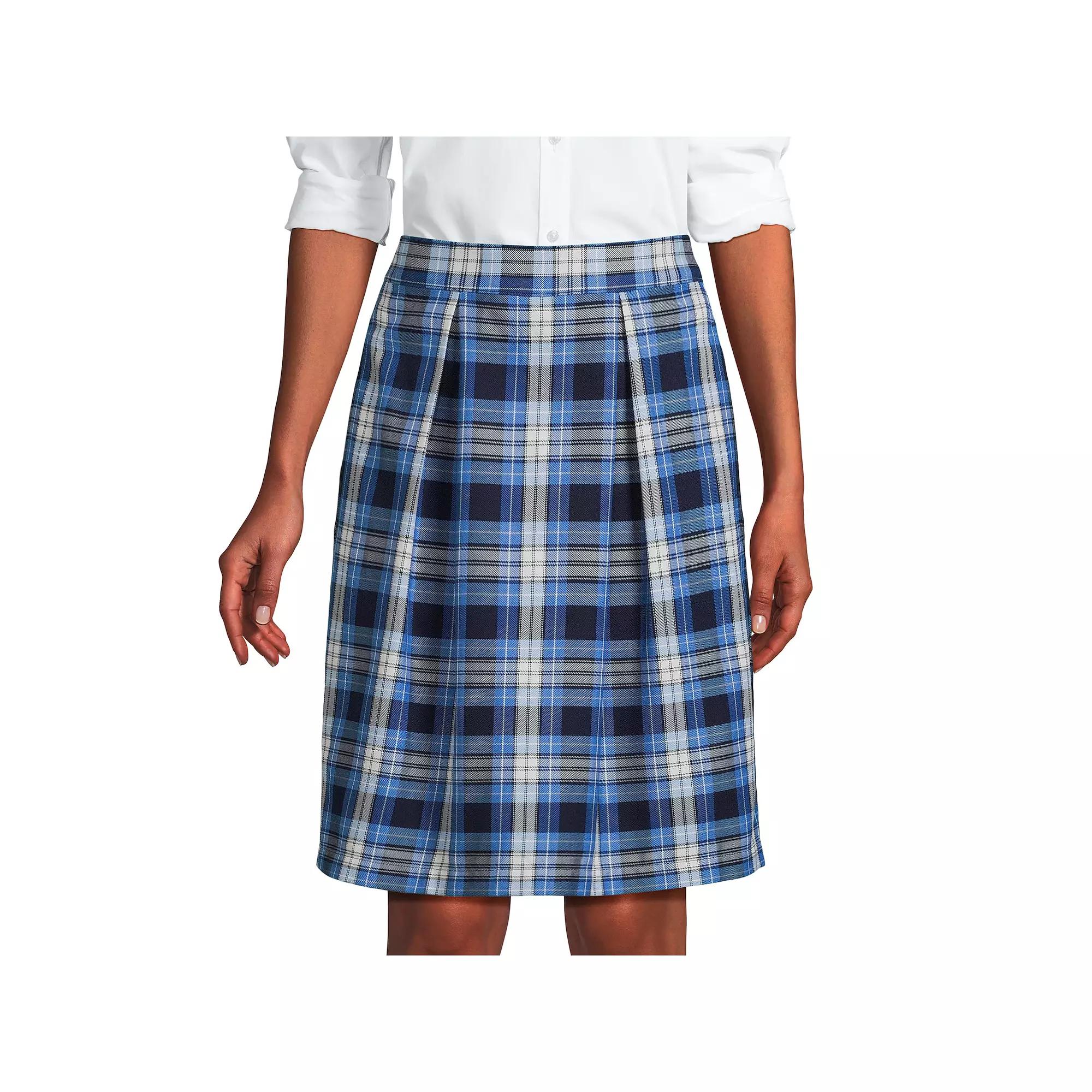 Women's Lands' End School Uniform Plaid Top-Of-Knee Skort, Size: 4, Clear Blue Plaid Product Image