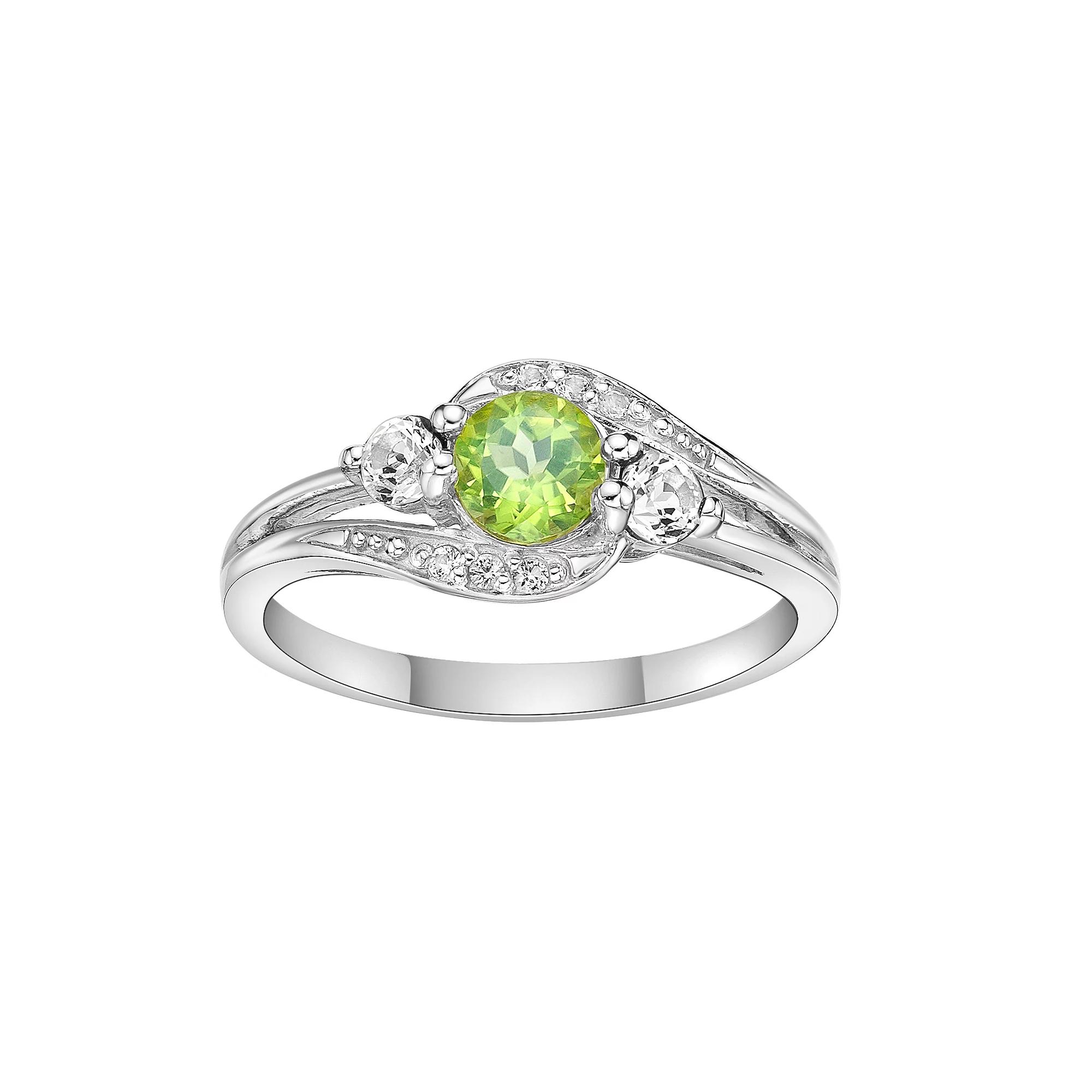 Gemminded Sterling Silver Peridot, White Topaz and Lab-Created White Sapphire Ring, Women's,  Product Image
