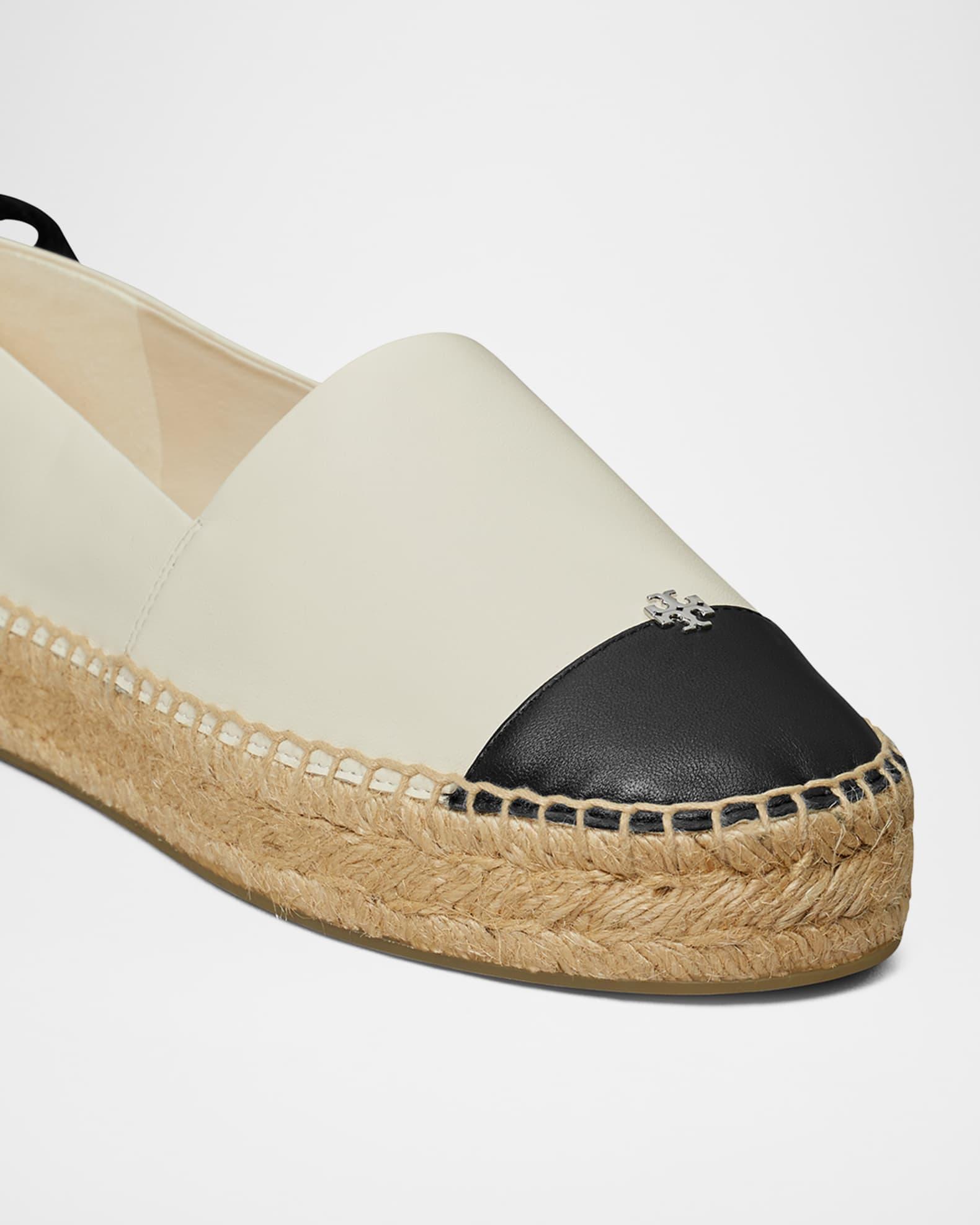 Bicolor Leather Ankle-Wrap Espadrilles Product Image