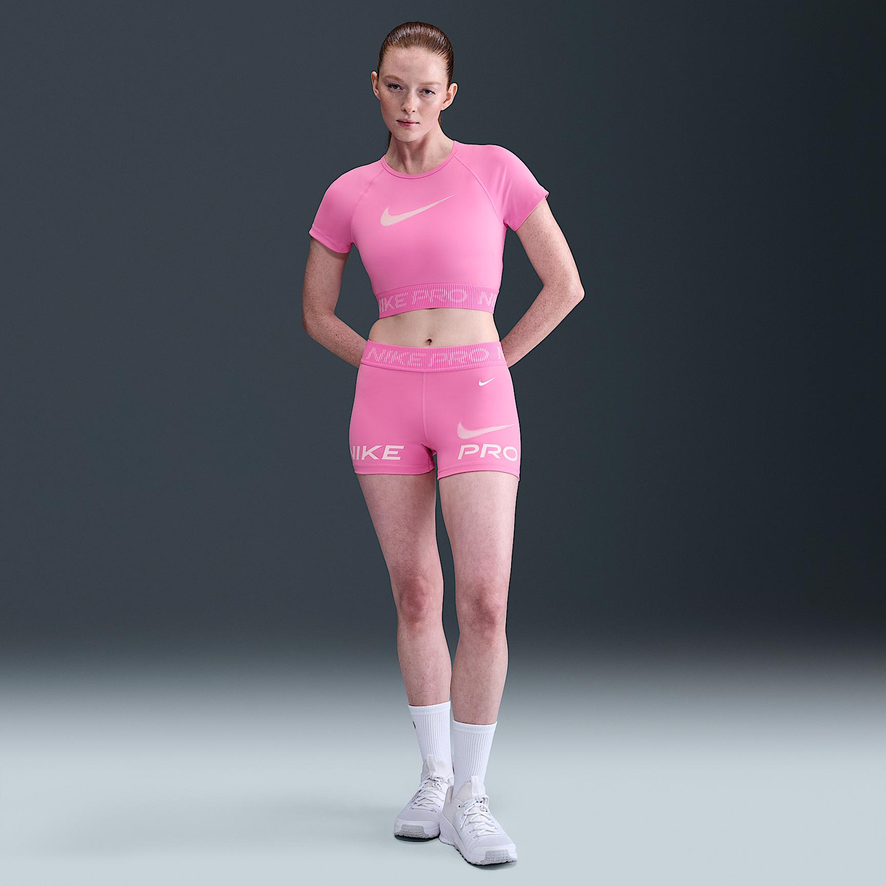 Womens Nike Pro Dri-FIT Short-Sleeve Cropped Graphic Top | HV3673-675 Product Image