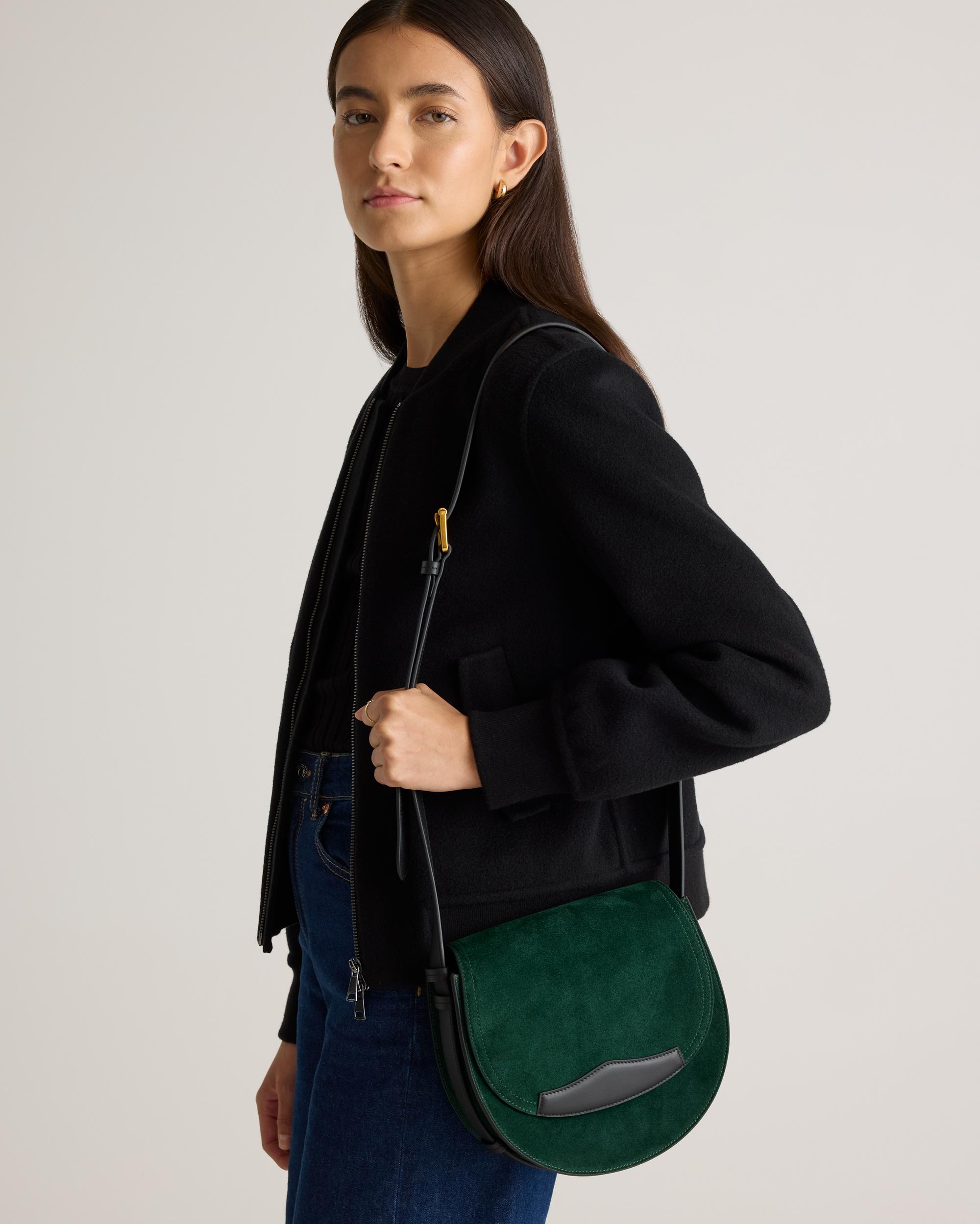 Quince | Women's Italian Suede Saddle Bag Suede Leather Product Image