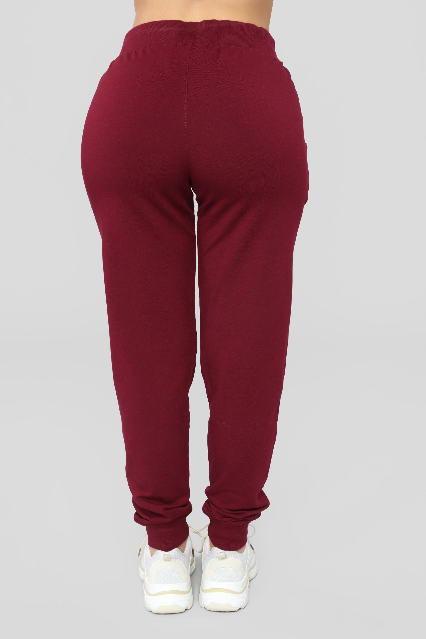Latest And Greatest French Terry Jogger - Burgundy Product Image