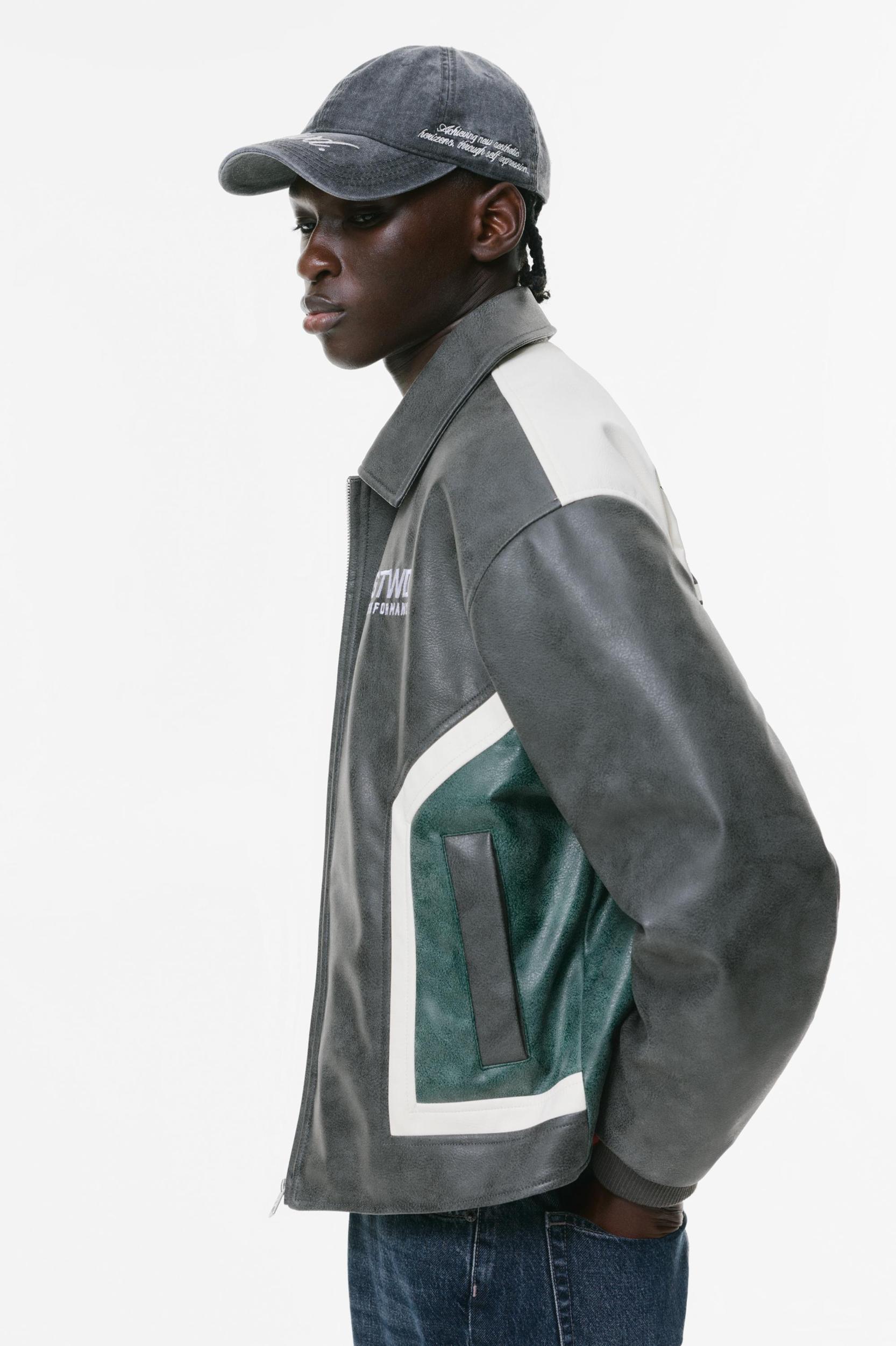 Boxy fit STWD faux leather jacket Product Image