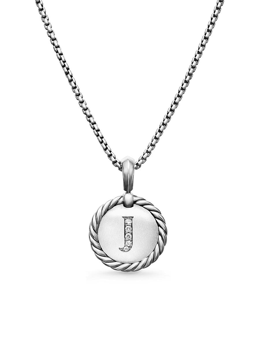 Womens Initial Charm Necklace in Sterling Silver Product Image