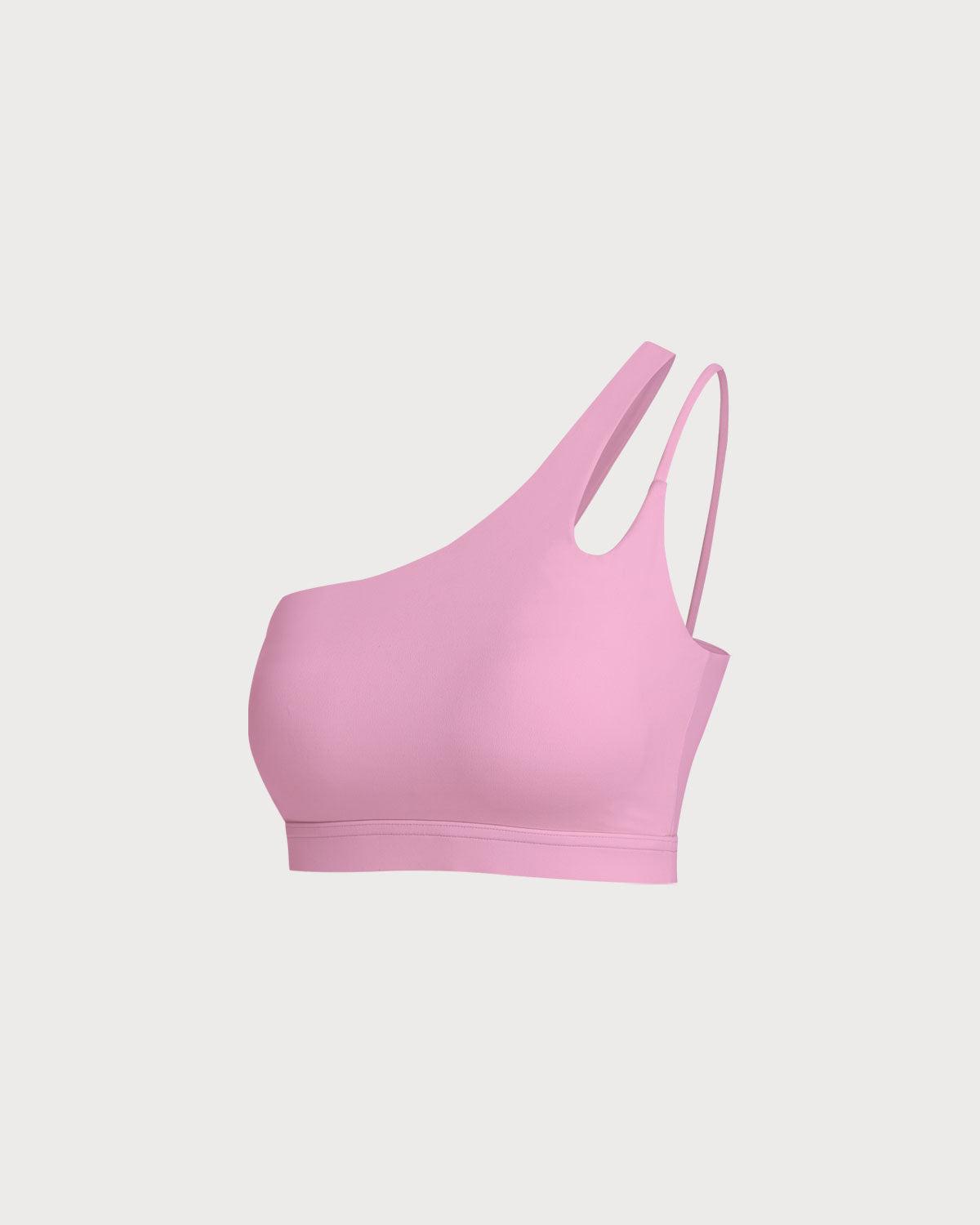 Pink Cropped One Shoulder Yoga Cami Top - Light Support Product Image