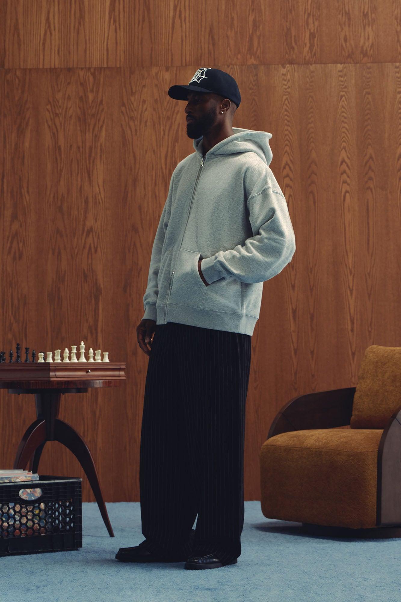 Tyson Oversized Heavyweight Zip Up - Heather Grey Product Image
