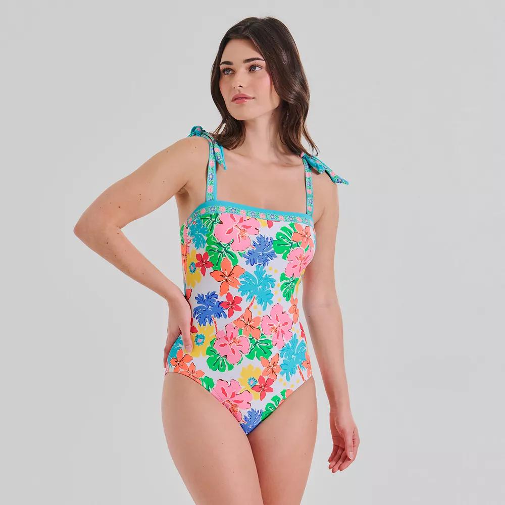 Women's Freshwater Tie Straps Bandeau One-Piece Swimsuit,  Product Image