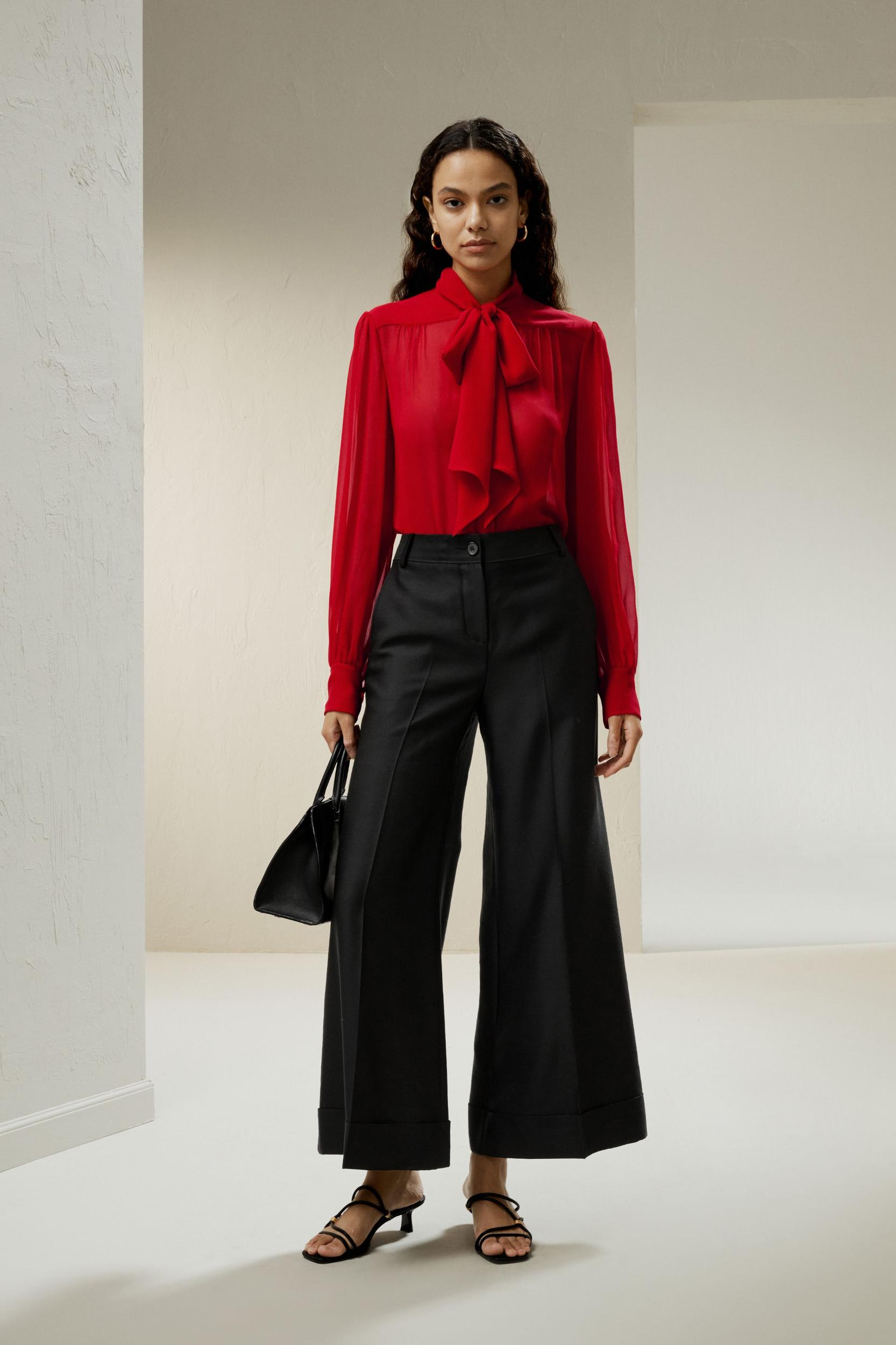 Bow Tie Silk Jasmine Blouse Product Image