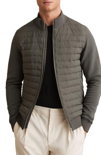 REISS Sage Freddie Hybrid Quilt And Knit Zip-through Jacket Product Image