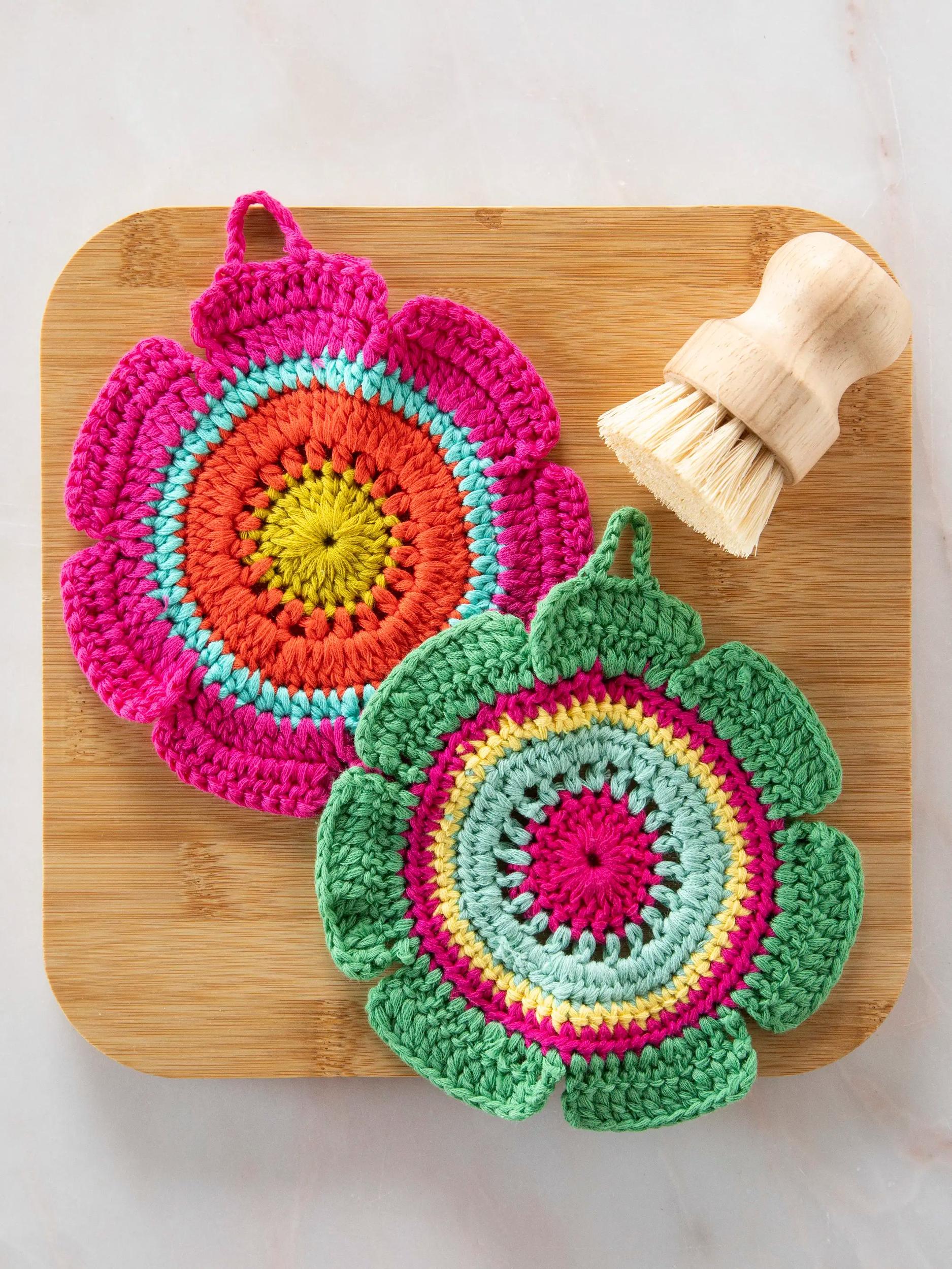 Daisy Crochet Dishcloths, Set of 2 - Multicolored Product Image