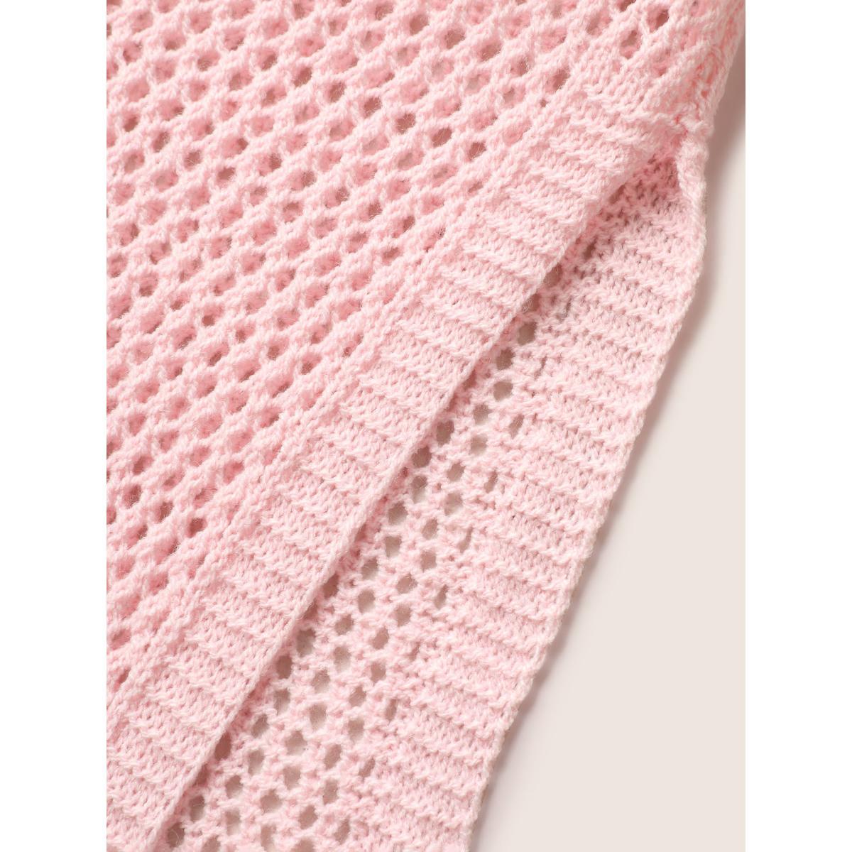 Plus Size Stereo Strawberry Design Dolman Sleeve Swim Cover Up Women's Swimwear Lightpink Beach Loose Crochet Curve Swim Cover Ups BloomChic 12/L Product Image