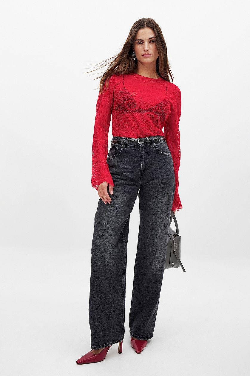 Lace Knitted Round Neck Top Product Image