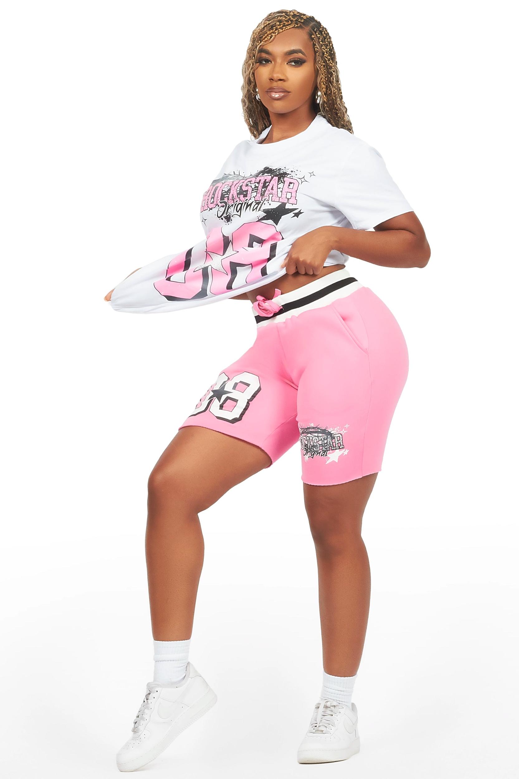 Carolina White/Pink T-Shirt Short Set Female Product Image