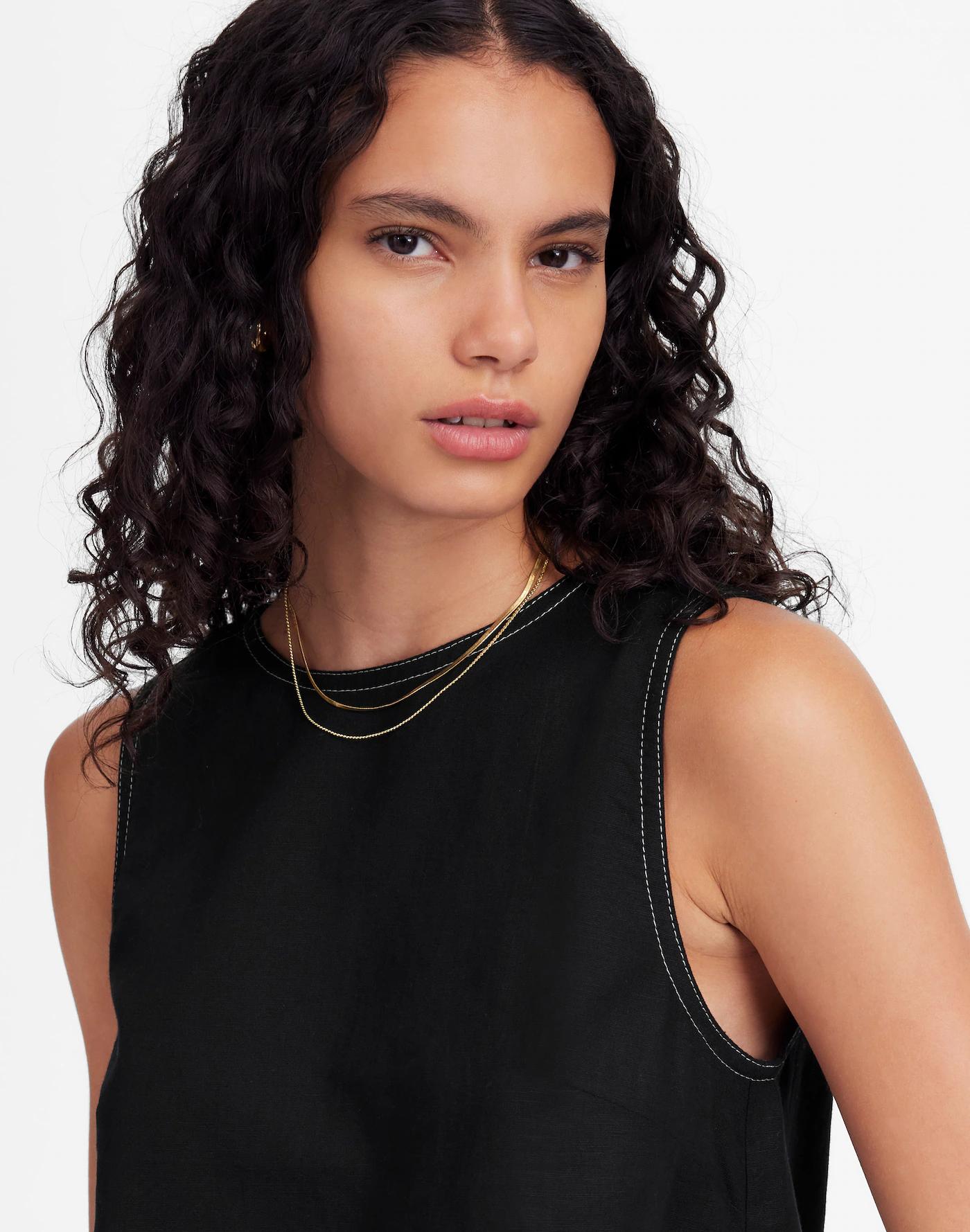 Linen Pleated Shell Top Product Image