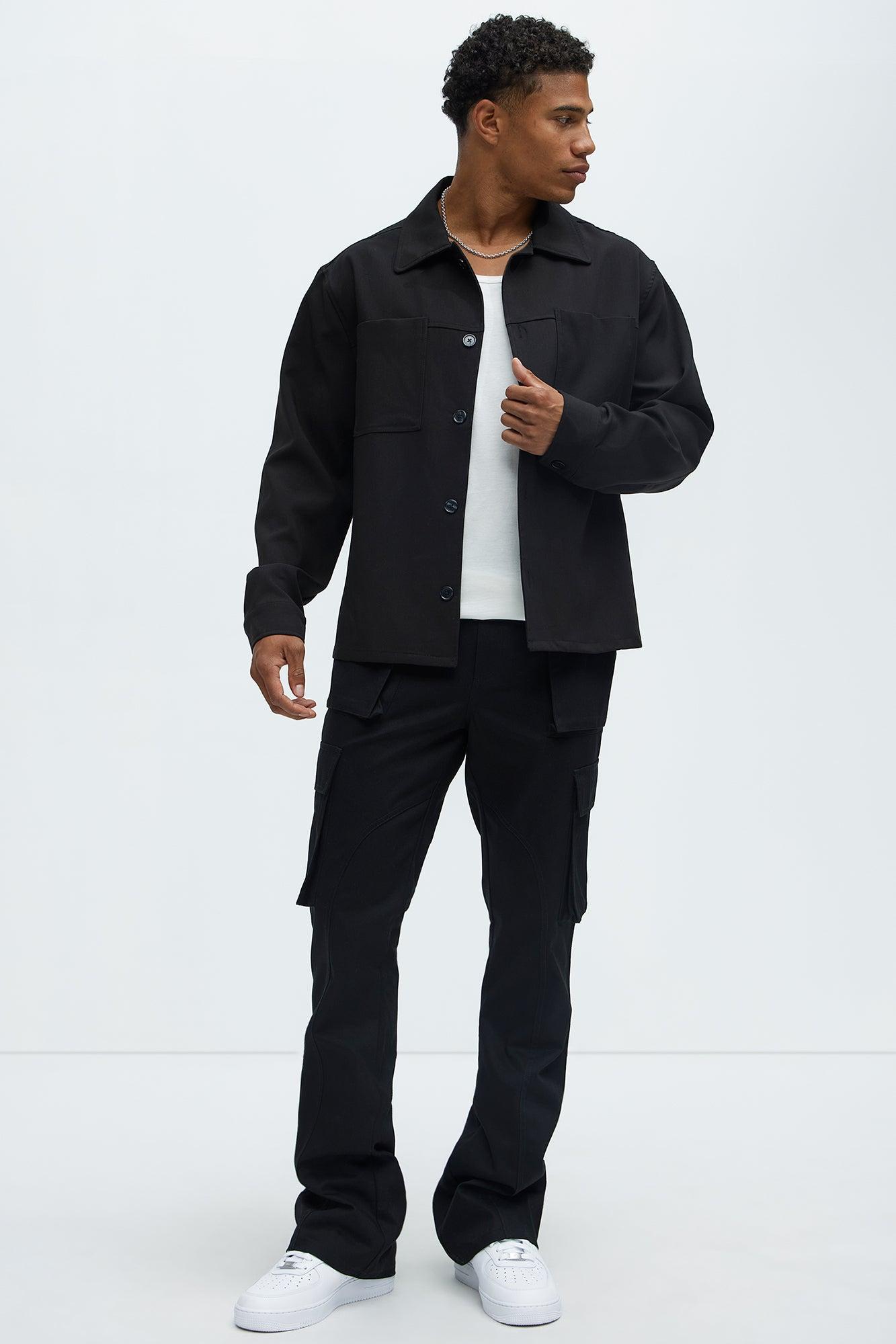 Double Up Stacked Slim Cargo Pants - Black Product Image