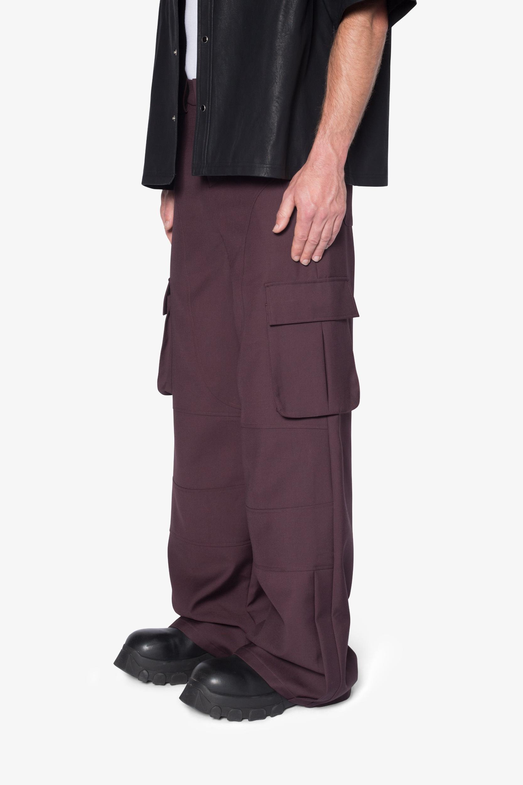 Baggy Cargo Trouser Pants - Burgundy Product Image