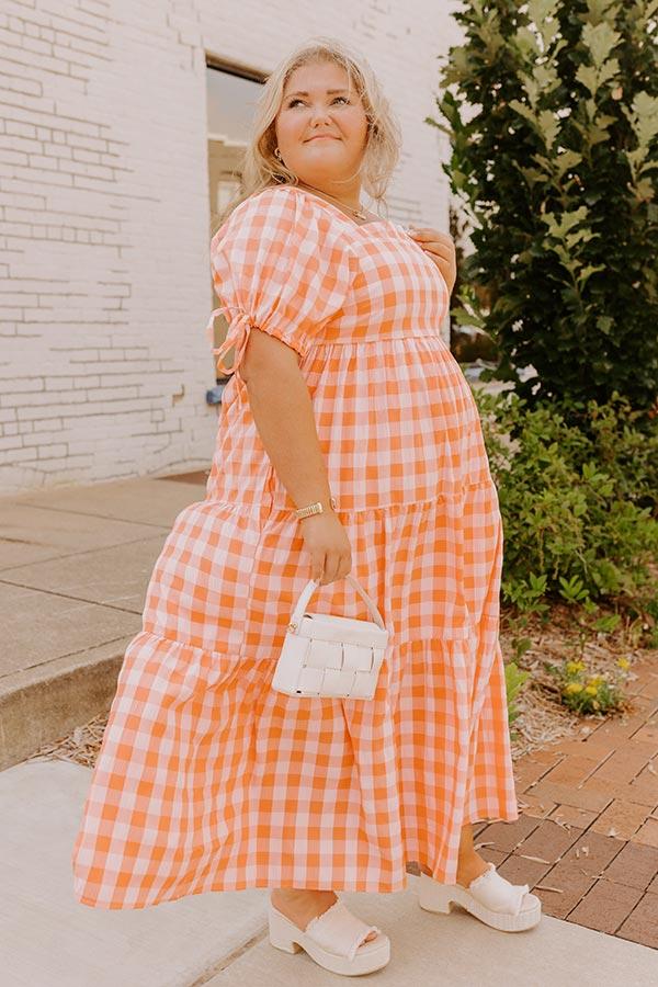Sunkist Stroll Gingham Midi Dress Curves Product Image