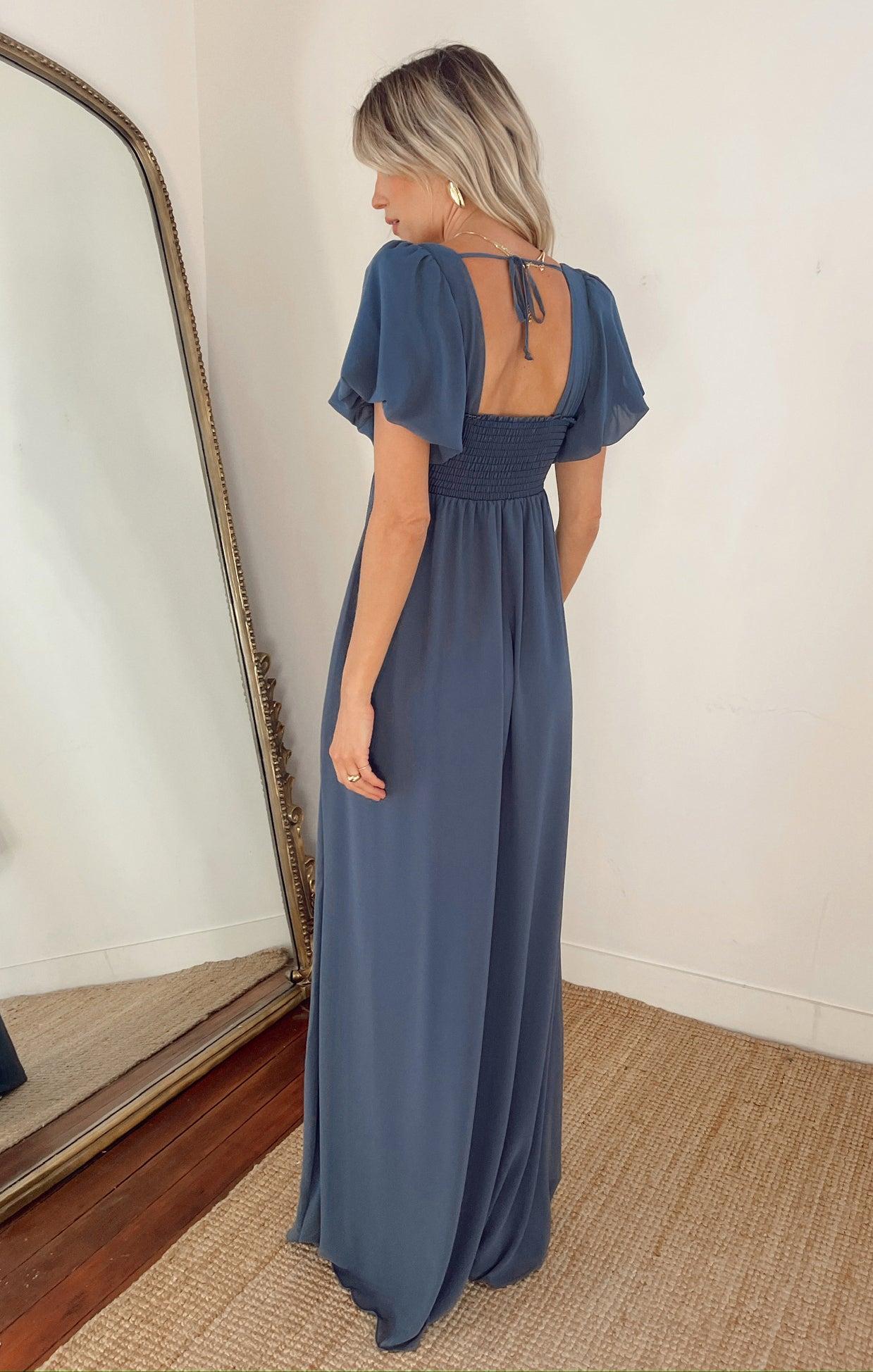 Nora Maxi Dress ~ Slate Blue Chiffon Product Image