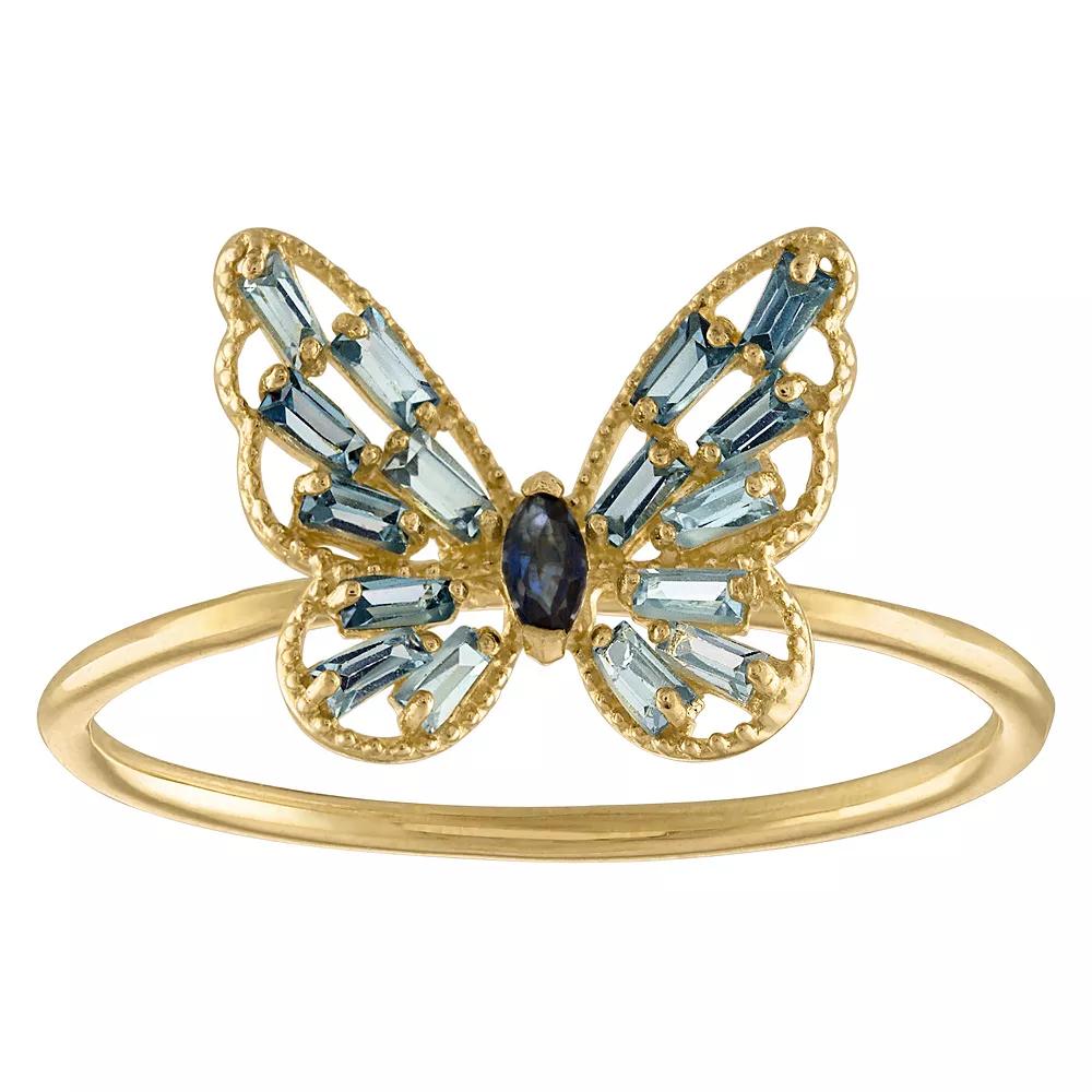 Tiara 10k Gold Sapphire & London Butterfly Ring, Women's, Size: 8 Product Image