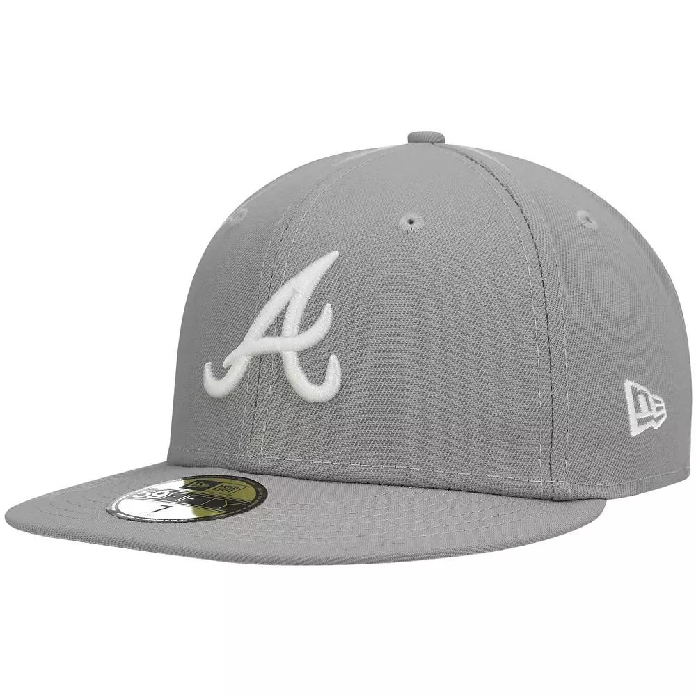 Men's New Era Gray Atlanta Braves Logo White 59FIFTY Fitted Hat, Size: 7, Grey Product Image