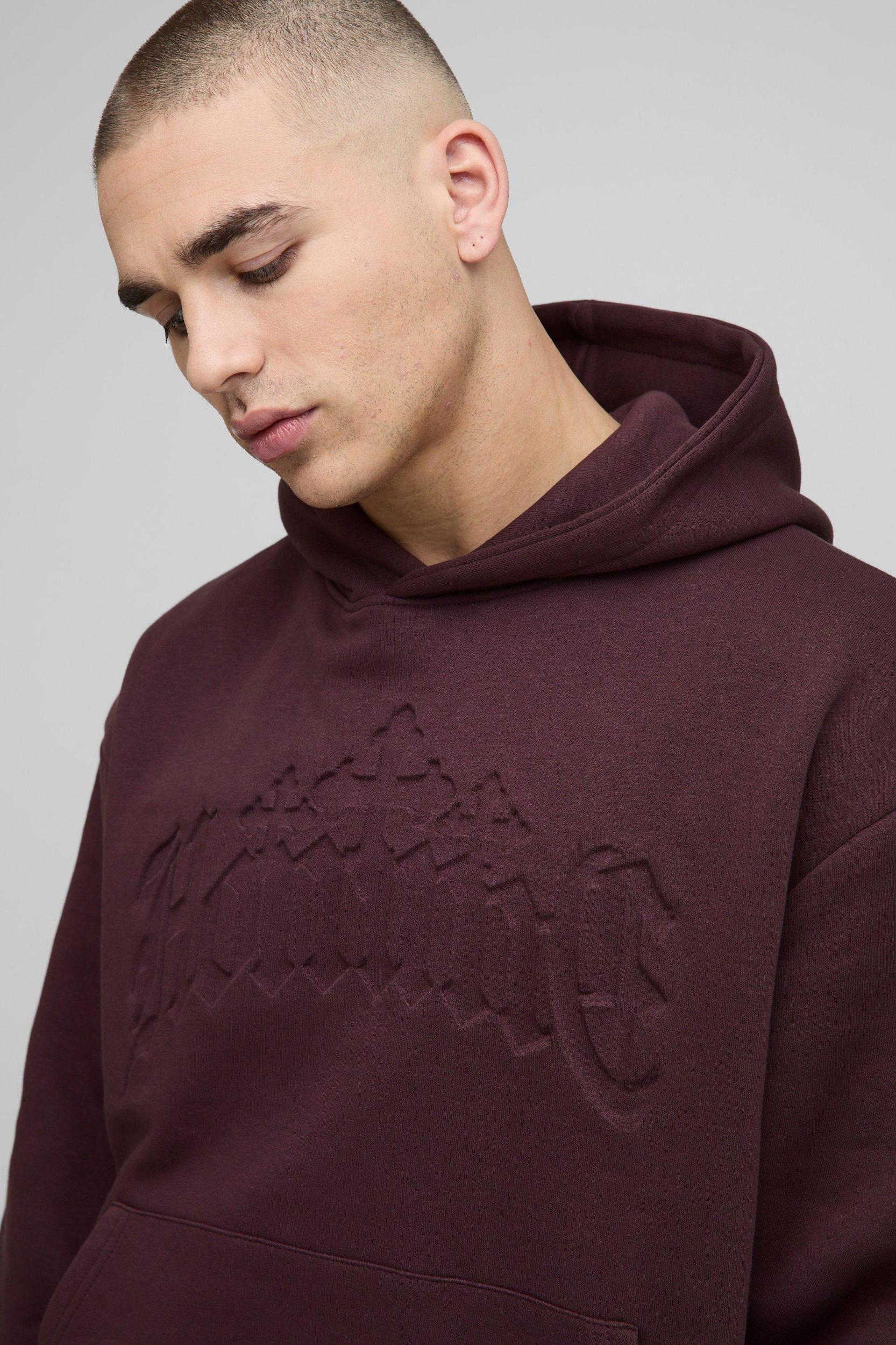 Oversized Boxy Homme Debossed Hooded Tracksuit | boohooMAN USA Product Image