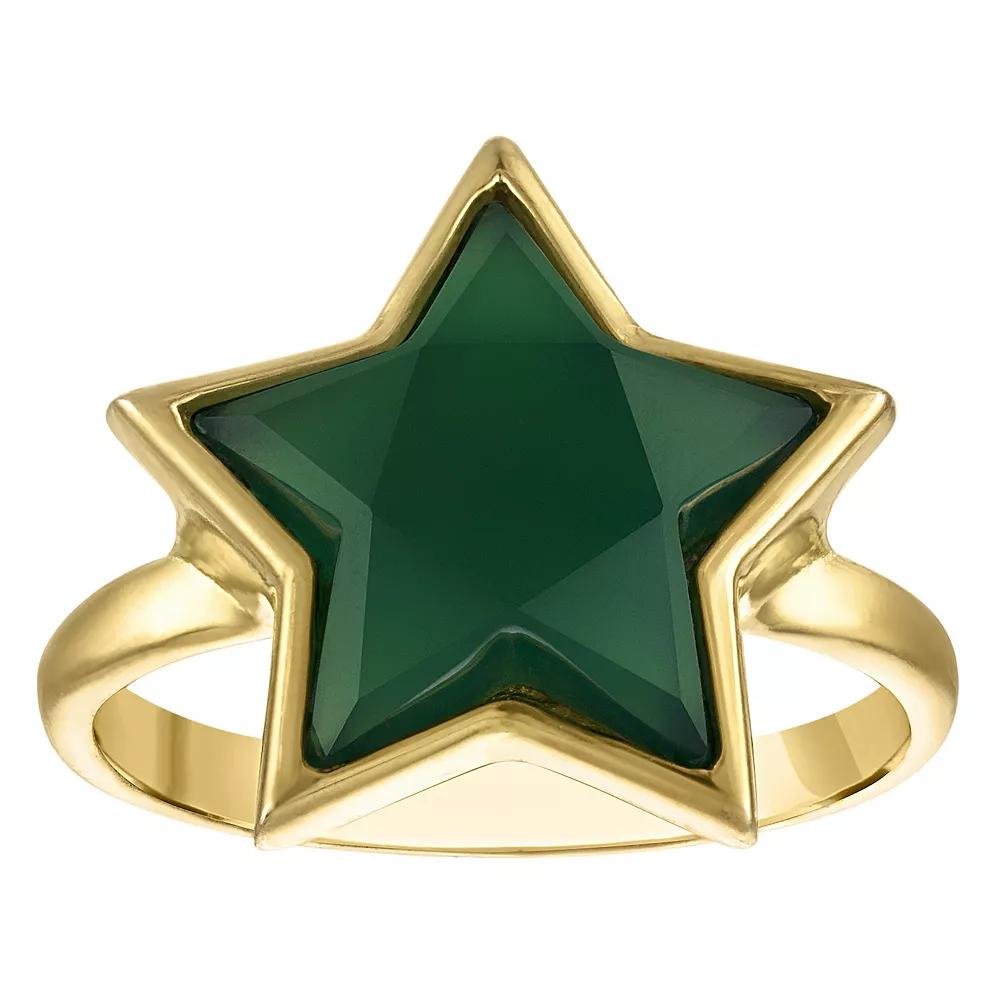 Designs by Gioelli Gold Over Sterling Silver Green Chalcedony Star Ring, Women's, Size: 10, Gold Tone Product Image