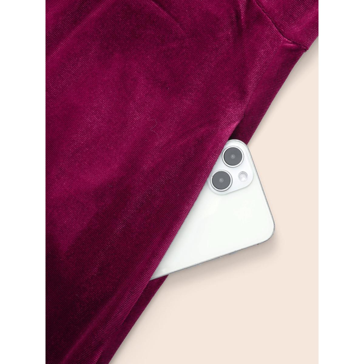 Plus Size Cami Velvet Fitted Waist Maxi Dress Burgundy Women Cocktail Woven ribbon&lace trim Party Curvy Bloomchic 14-16/1X Product Image