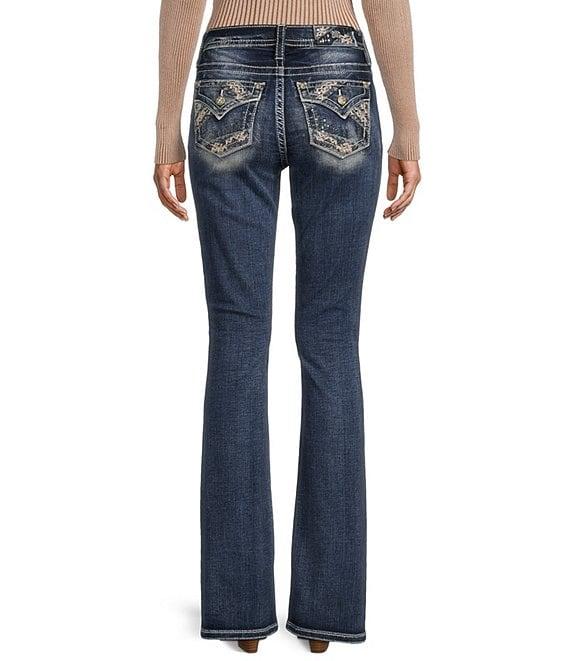 Miss Me Zig Zag Embellished Flap Pocket Design Bootcut Jeans Product Image