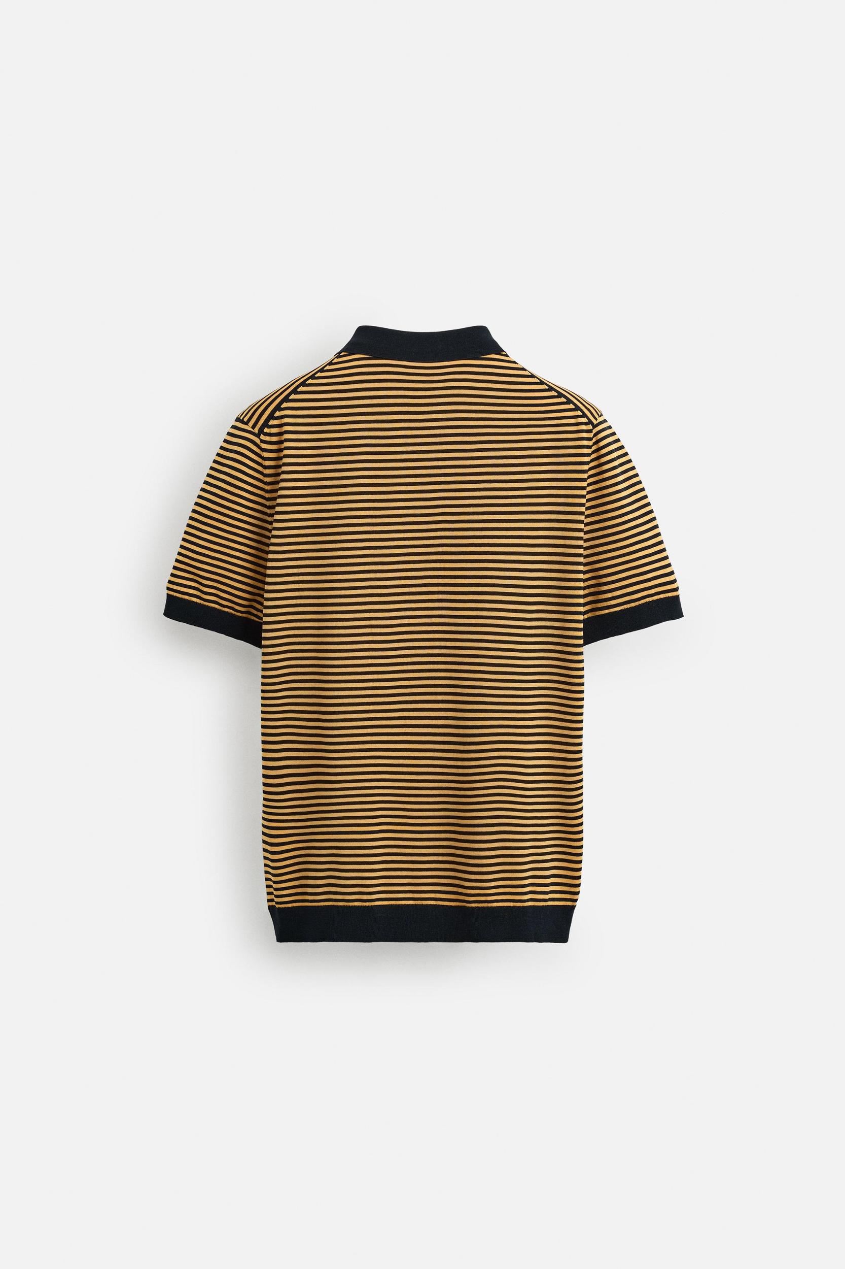 STRIPED KNIT POLO SHIRT Product Image